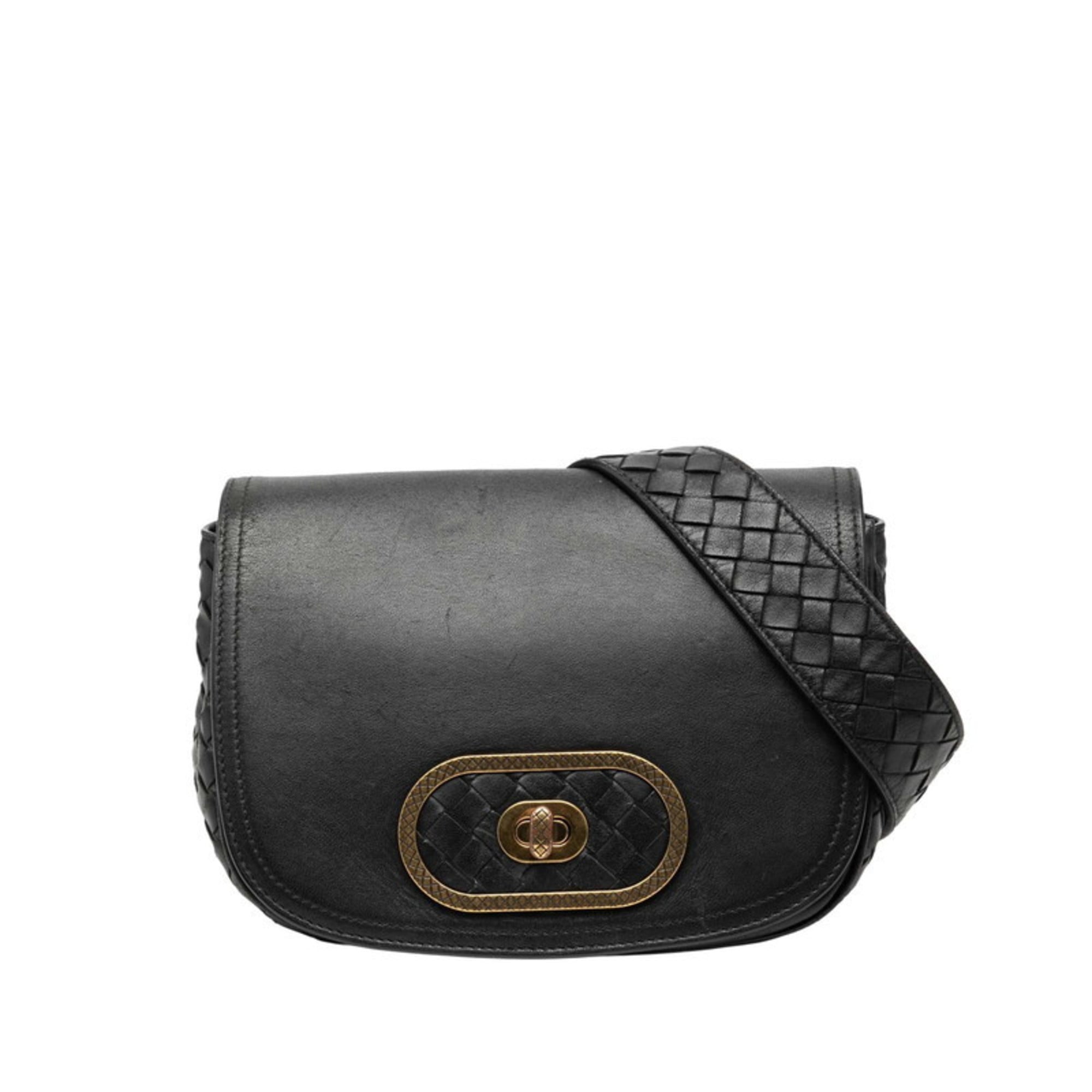 Bottega Veneta Black Leather Shoulder Bag (Pre-Owned)