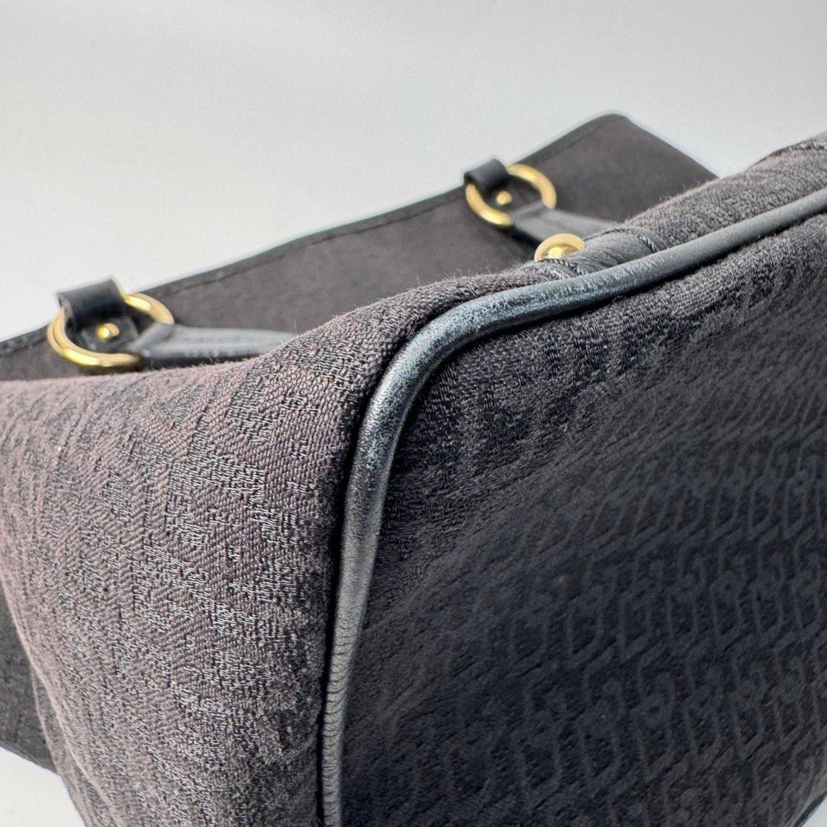 Dolce & Gabbana Dark Brown Canvas Leather Handbag Tote Bag (Pre-Owned)