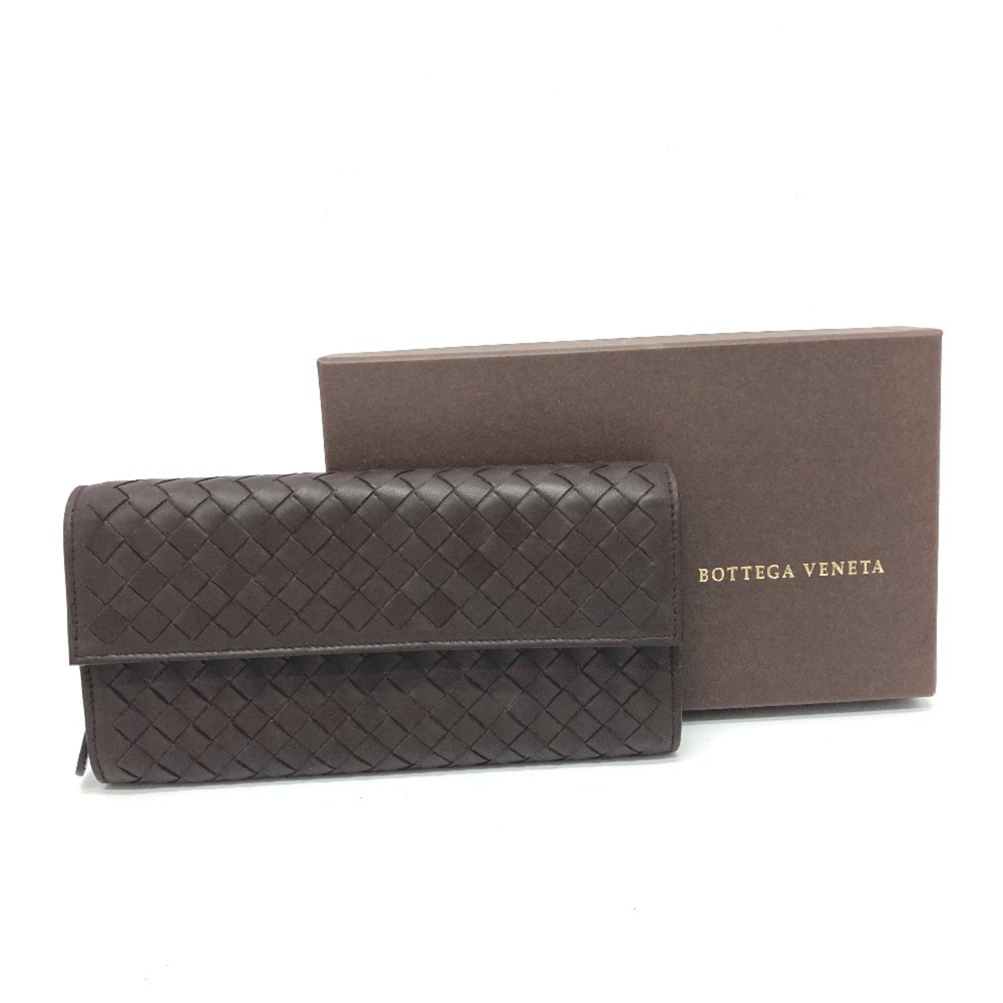 Bottega Veneta Intrecciato Brown Intrecciato Long Wallet (Bi-Fold) (Pre-Owned)