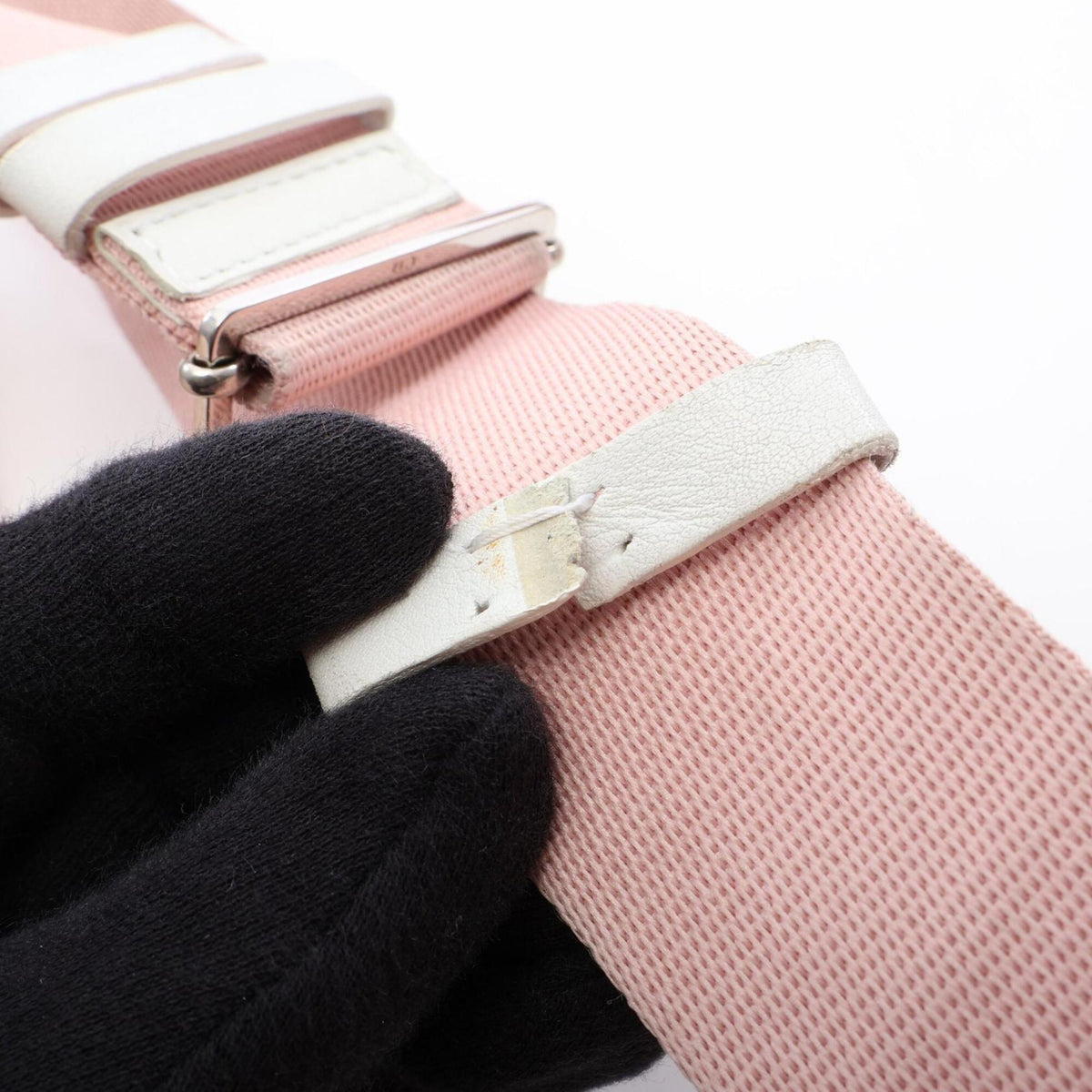 Christian Dior Pink White Canvas Leather Handbag Messenger Bag Shoulder Bag (Pre-Owned)