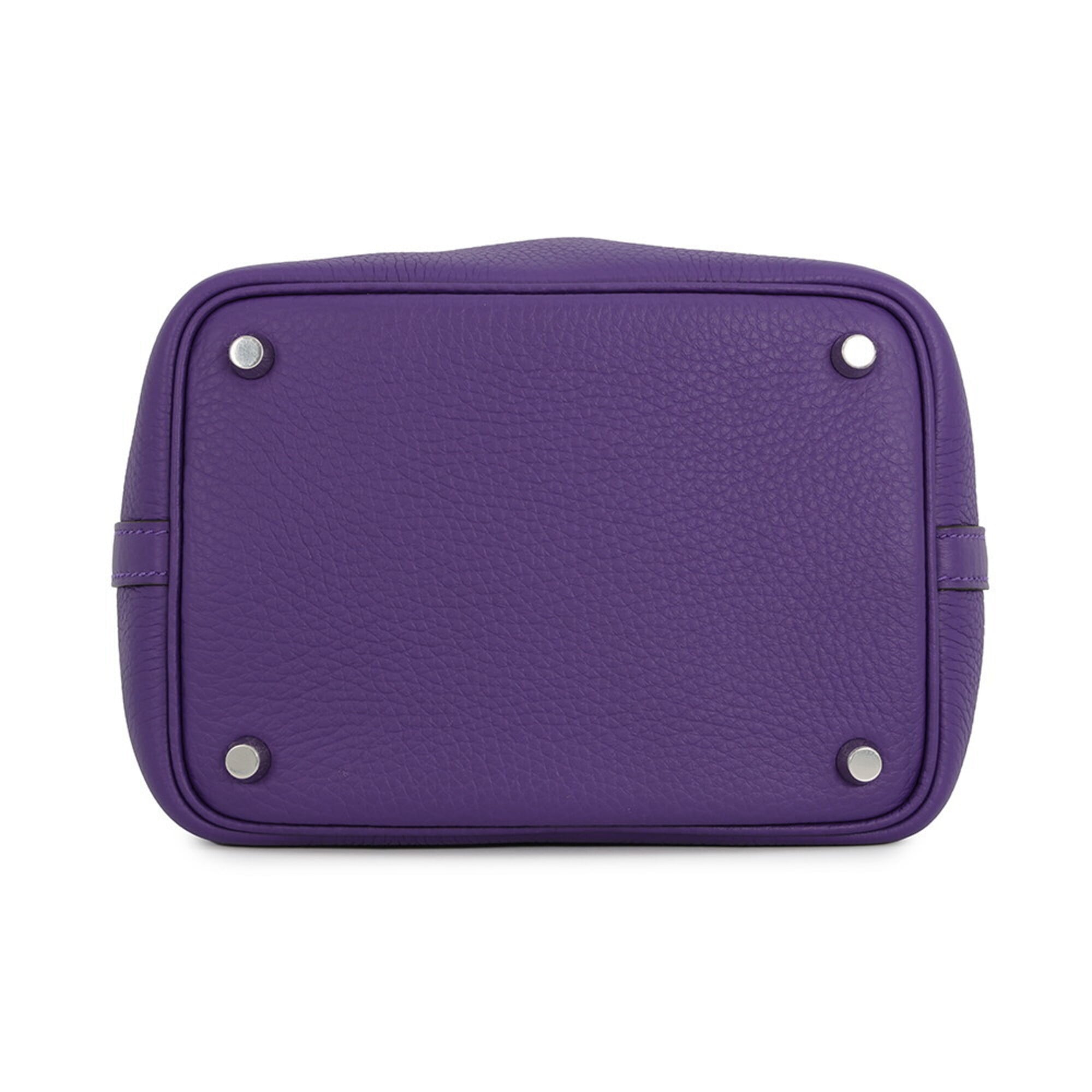 Hermes Purple Taurillon Clemence Leather Handbag Tote Bag