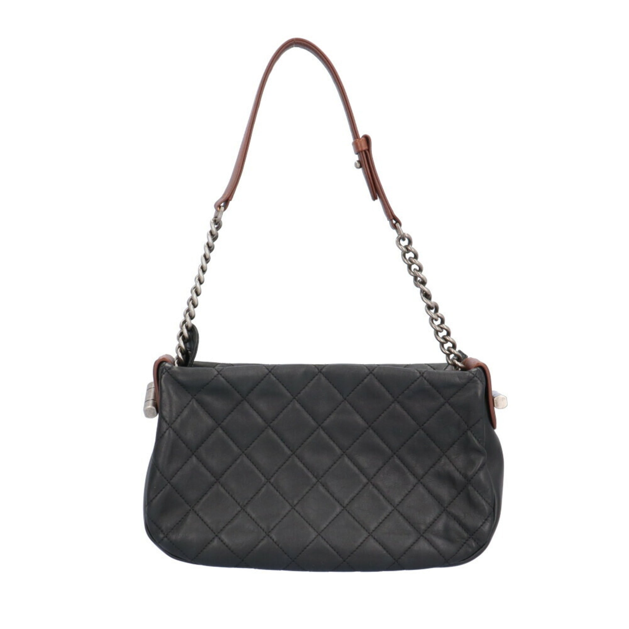 Chanel Black Brown Leather Shoulder Bag (Pre-Owned)