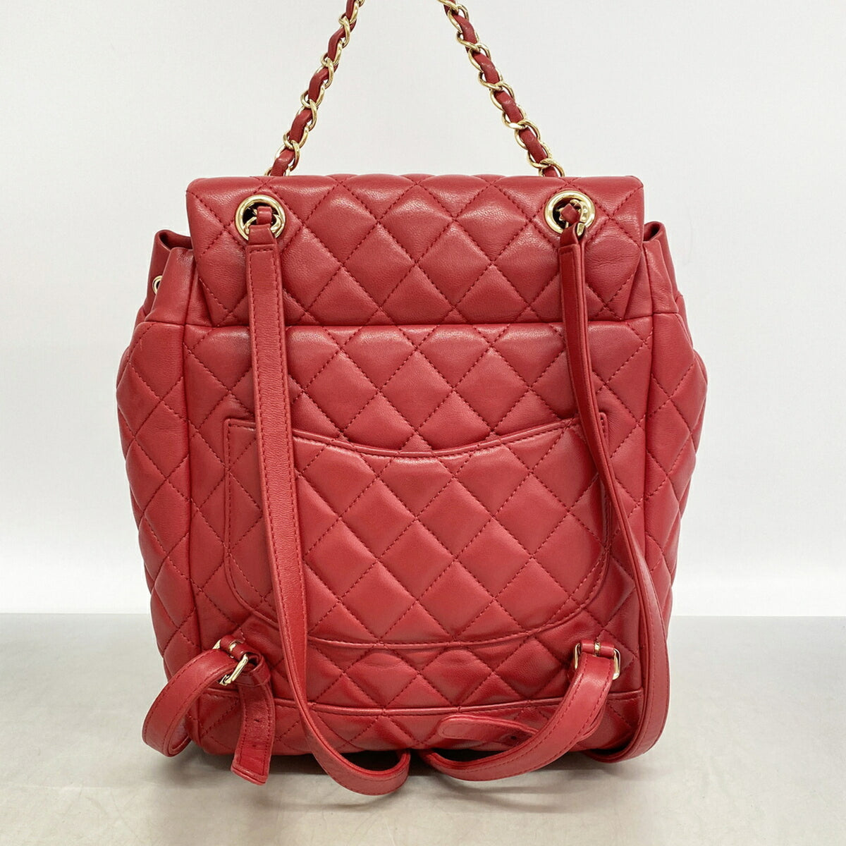 Chanel Red Color Leather Backpack (Pre-Owned)