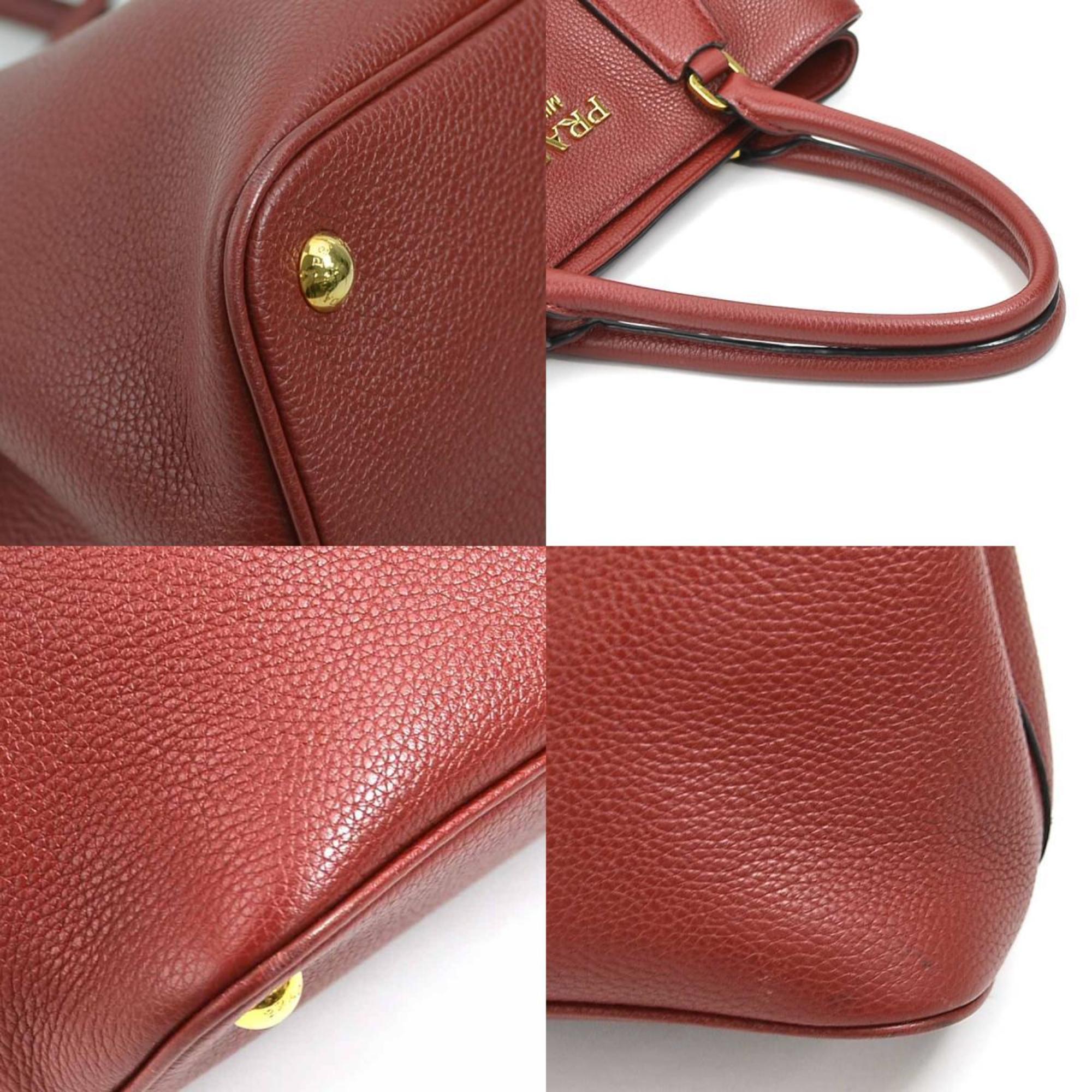 Prada Dark Red Leather Handbag (Pre-Owned)