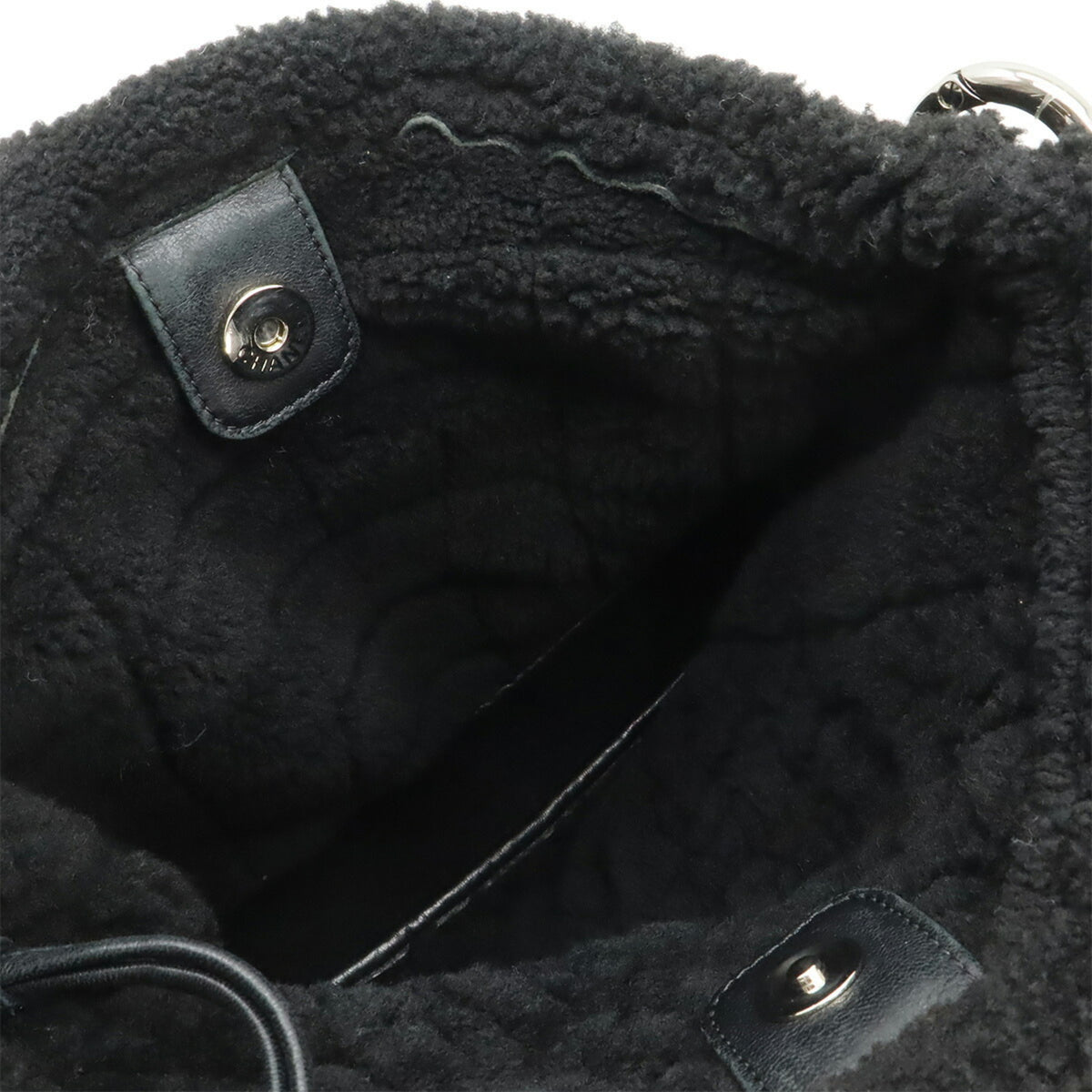 Chanel Mouton Black Gray Leather Shoulder Bag (Pre-Owned)