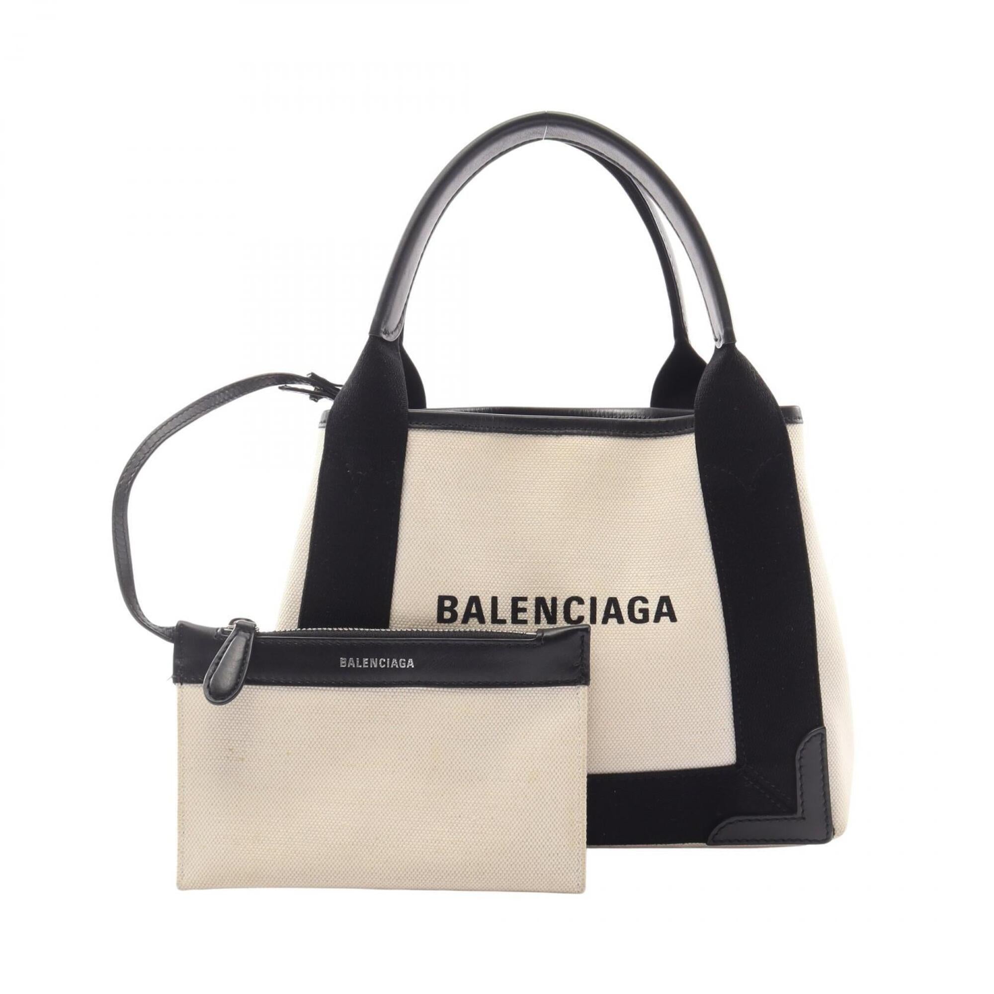 Balenciaga Black White Canvas Leather Handbag (Pre-Owned)