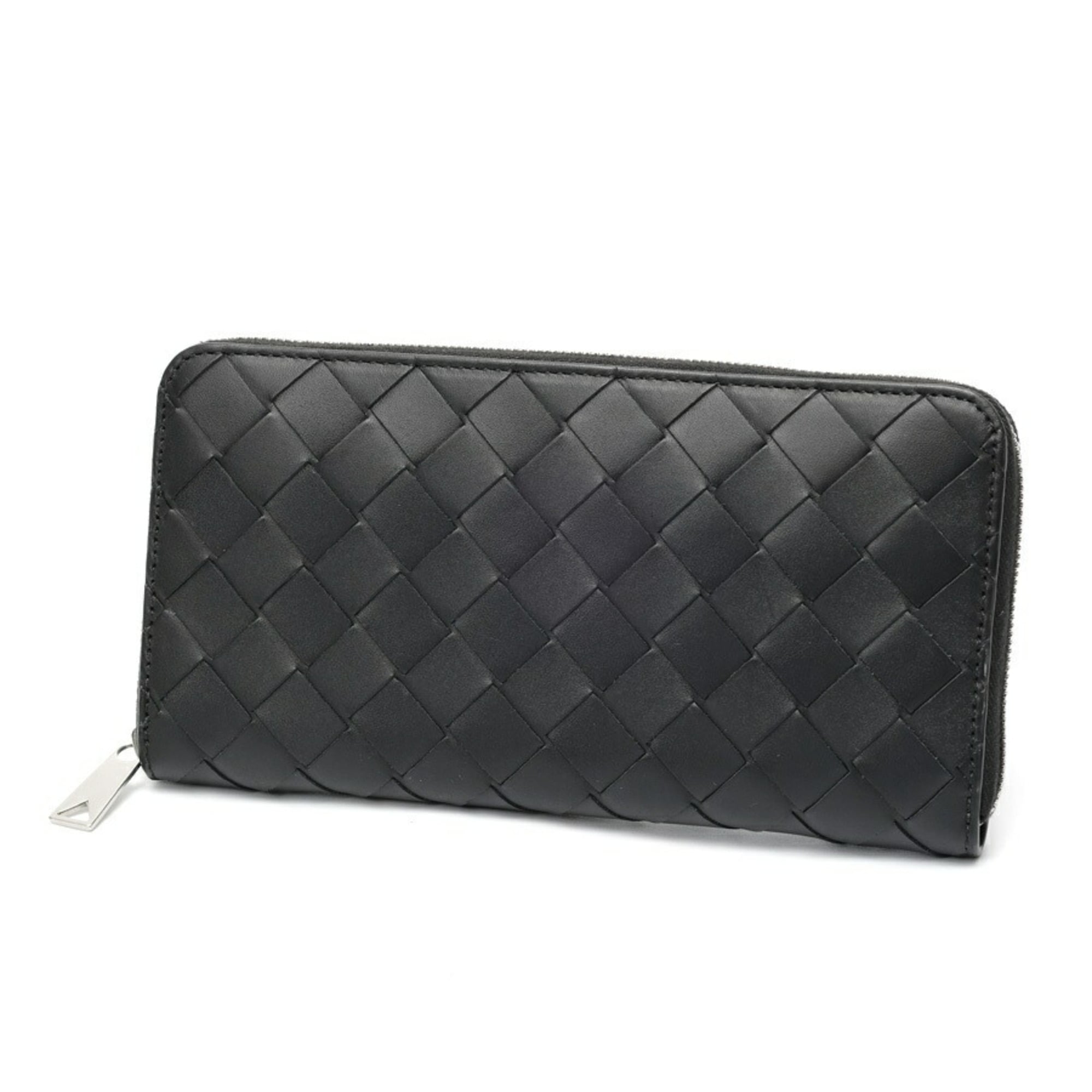Bottega Veneta Intrecciato Black Leather Long Wallet (Bi-Fold) (Pre-Owned)
