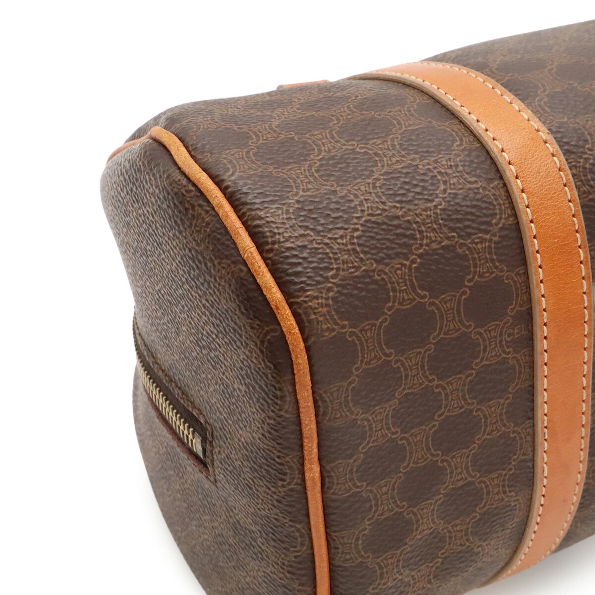 Celine Dark Brown Light Brown Coated Canvas Handbag (Pre-Owned)