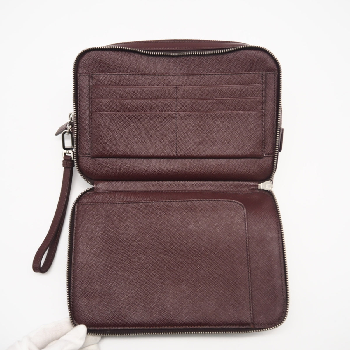 Prada Brown Leather Clutch Bag (Pre-Owned)