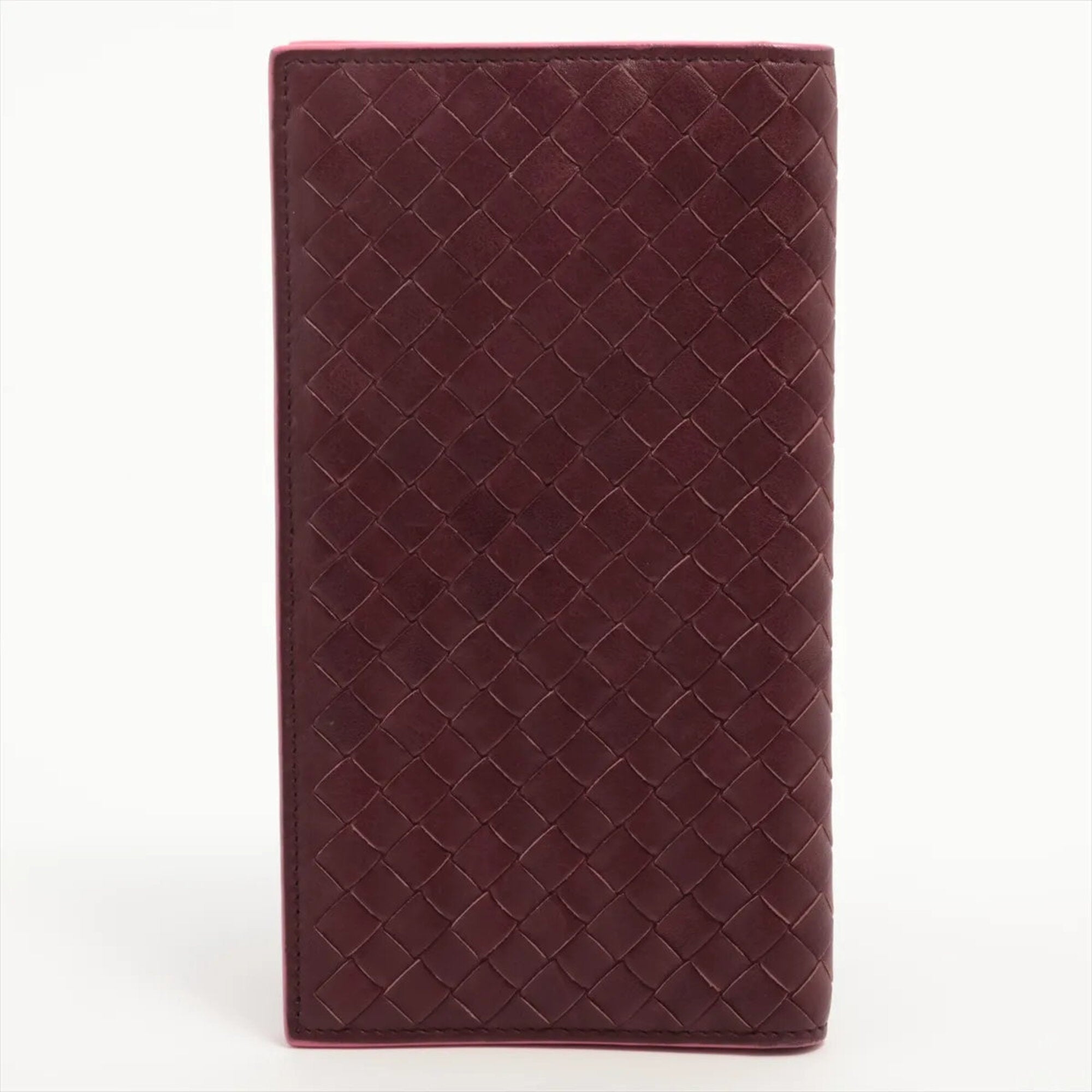 Bottega Veneta Intrecciato Brown Pink Intrecciato Long Wallet (Bi-Fold) (Pre-Owned)