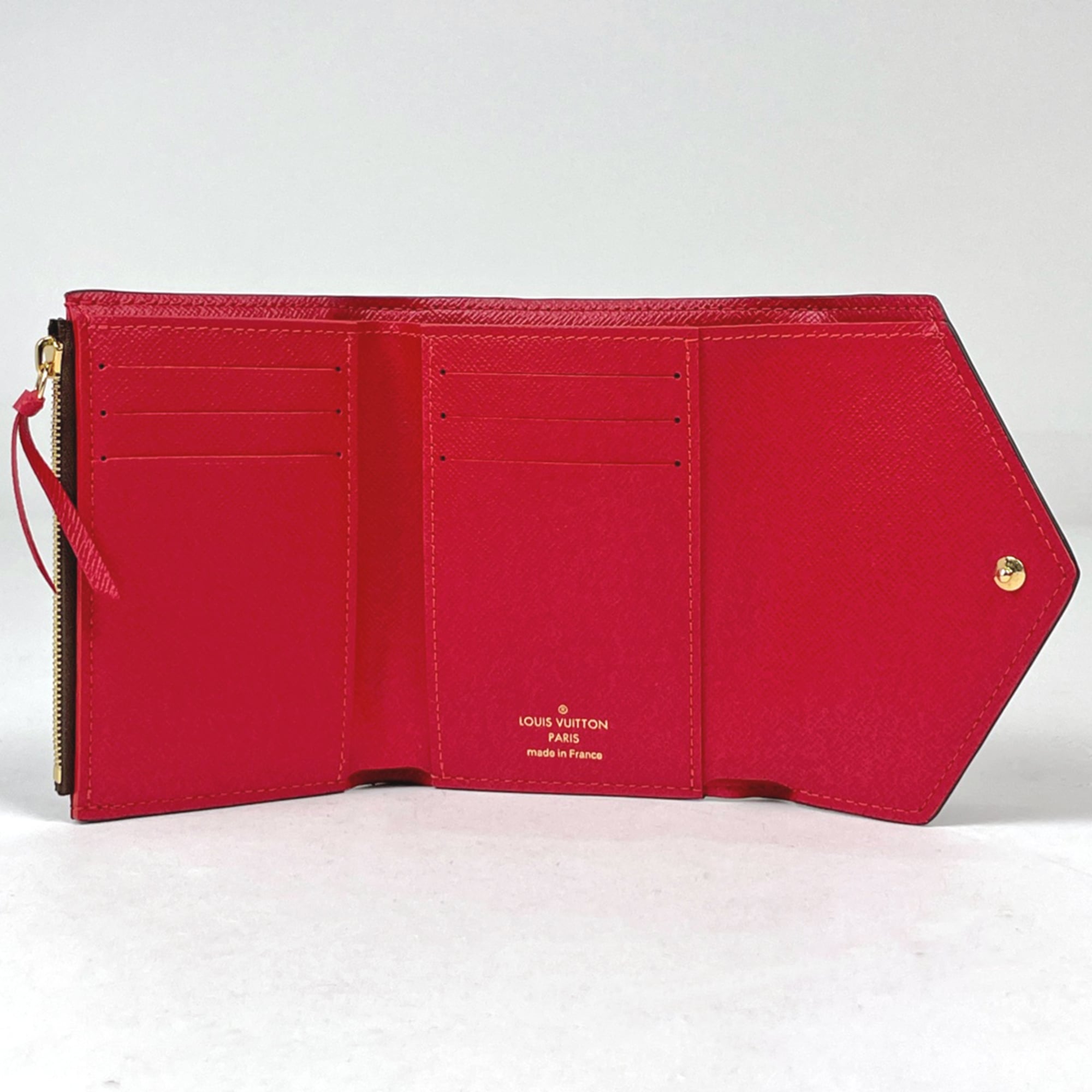 Louis Vuitton Brown Monogram Red Color Monogram Wallet (Tri-Fold) (Pre-Owned)