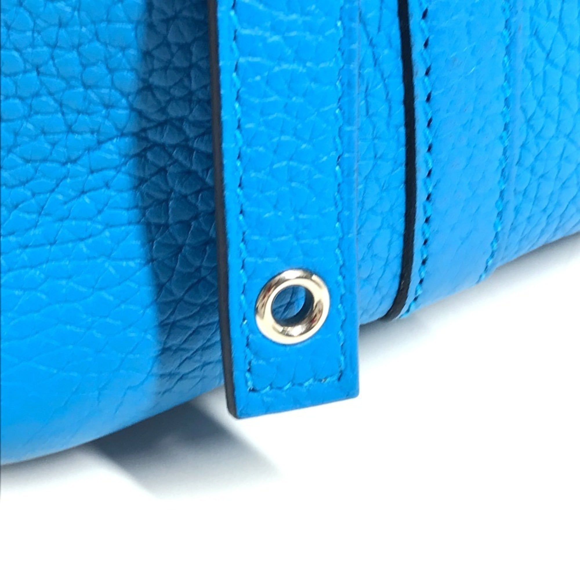 Hermes Blue Taurillon Clemence Leather Handbag Tote Bag (Pre-Owned)