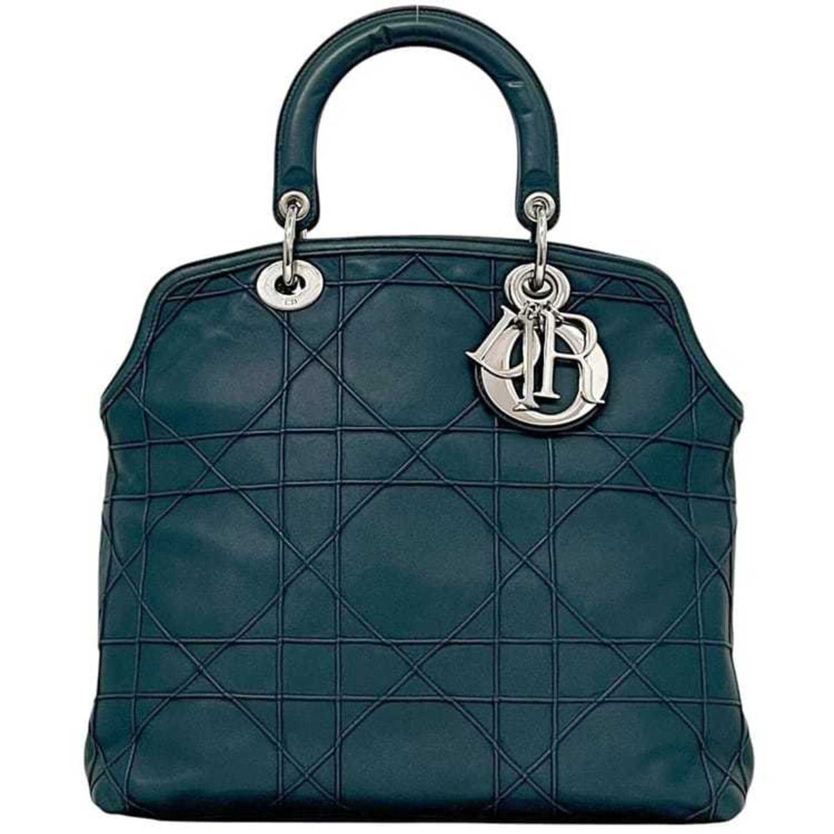 Christian Dior Green Blue Green Leather Handbag Tote Bag (Pre-Owned)
