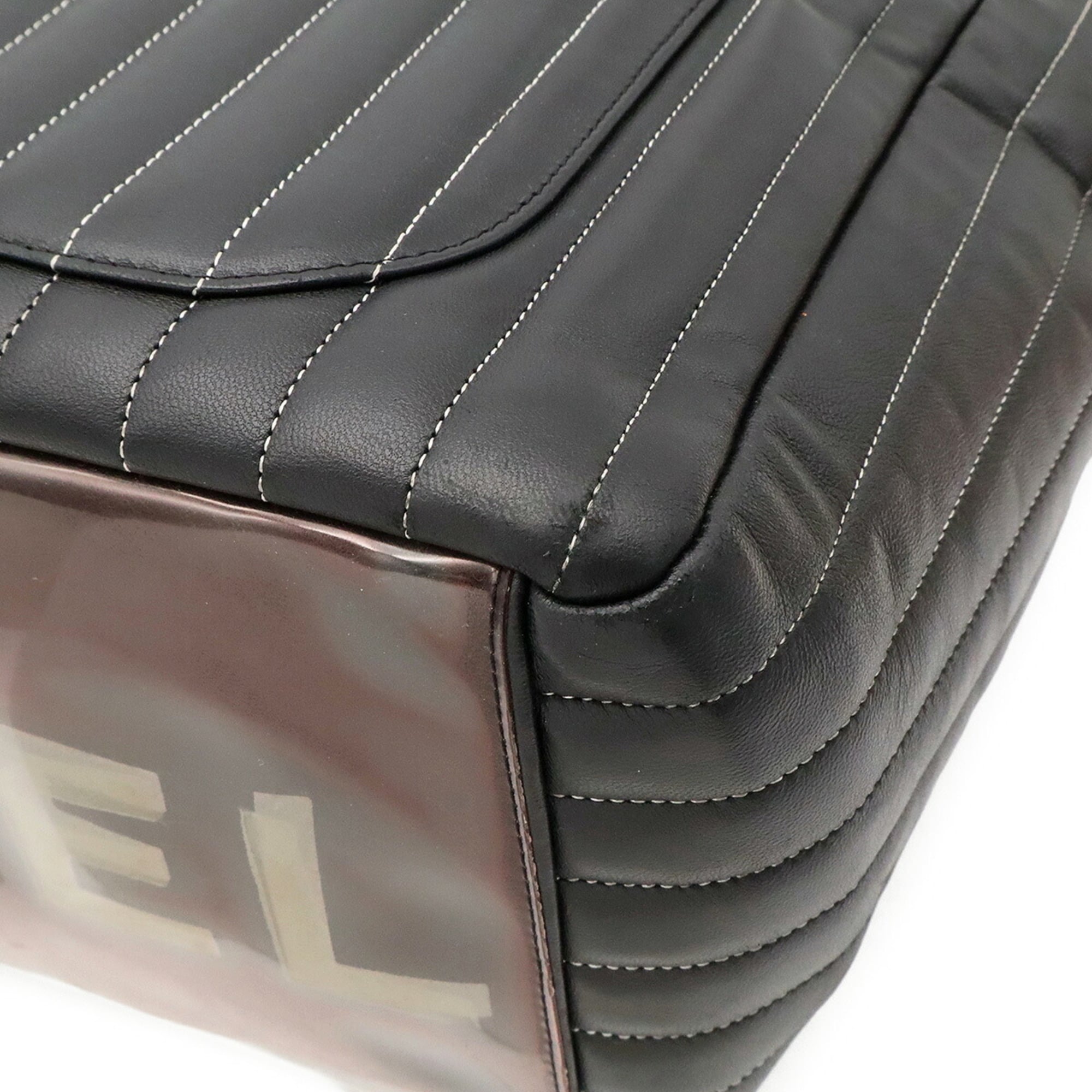 Chanel Black Leather Shoulder Bag Tote Bag (Pre-Owned)