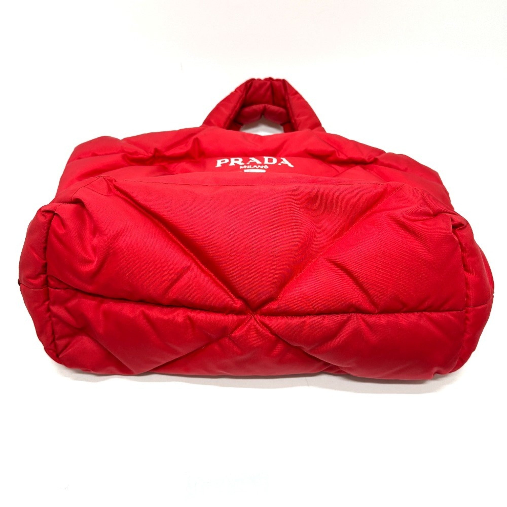 Prada Red Color Nylon Tote Bag (Pre-Owned)