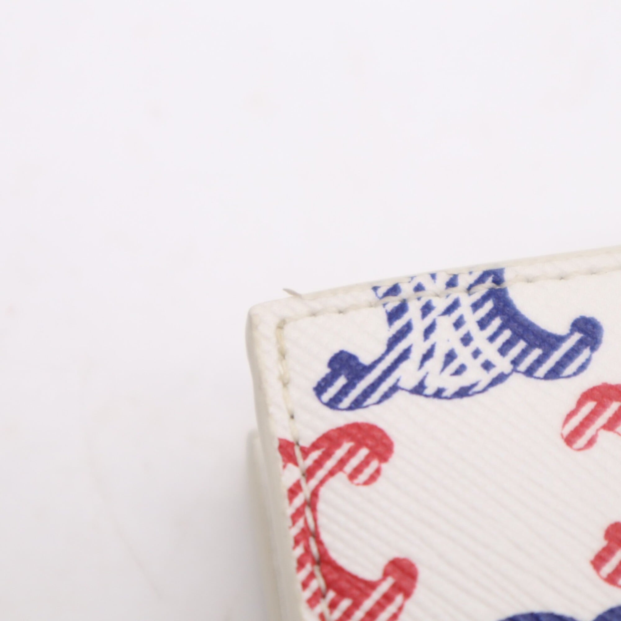 Celine Blue Red Color White Coated Canvas Leather Wallet (Bi-Fold) (Pre-Owned)