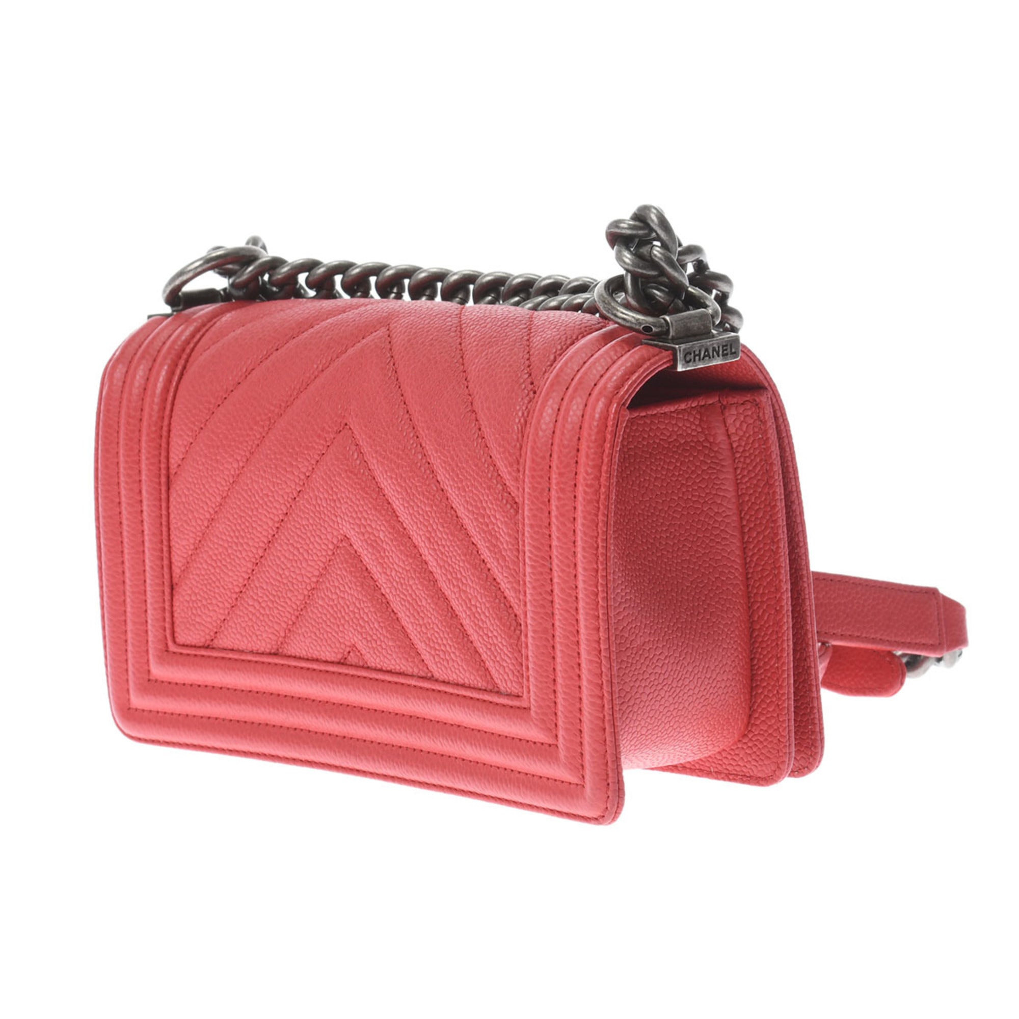 Chanel Red Color Caviar Leather Shoulder Bag (Pre-Owned)