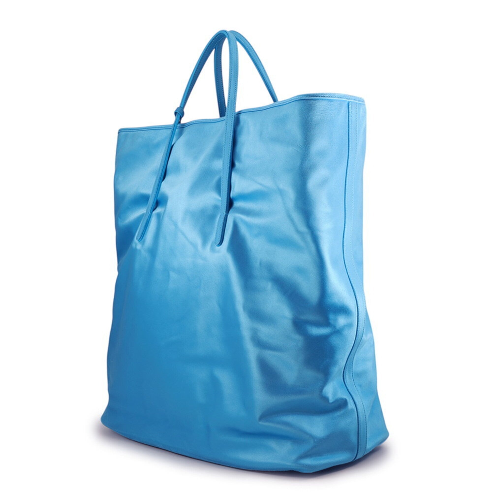 Balenciaga Blue Satin Leather Handbag Tote Bag (Pre-Owned)