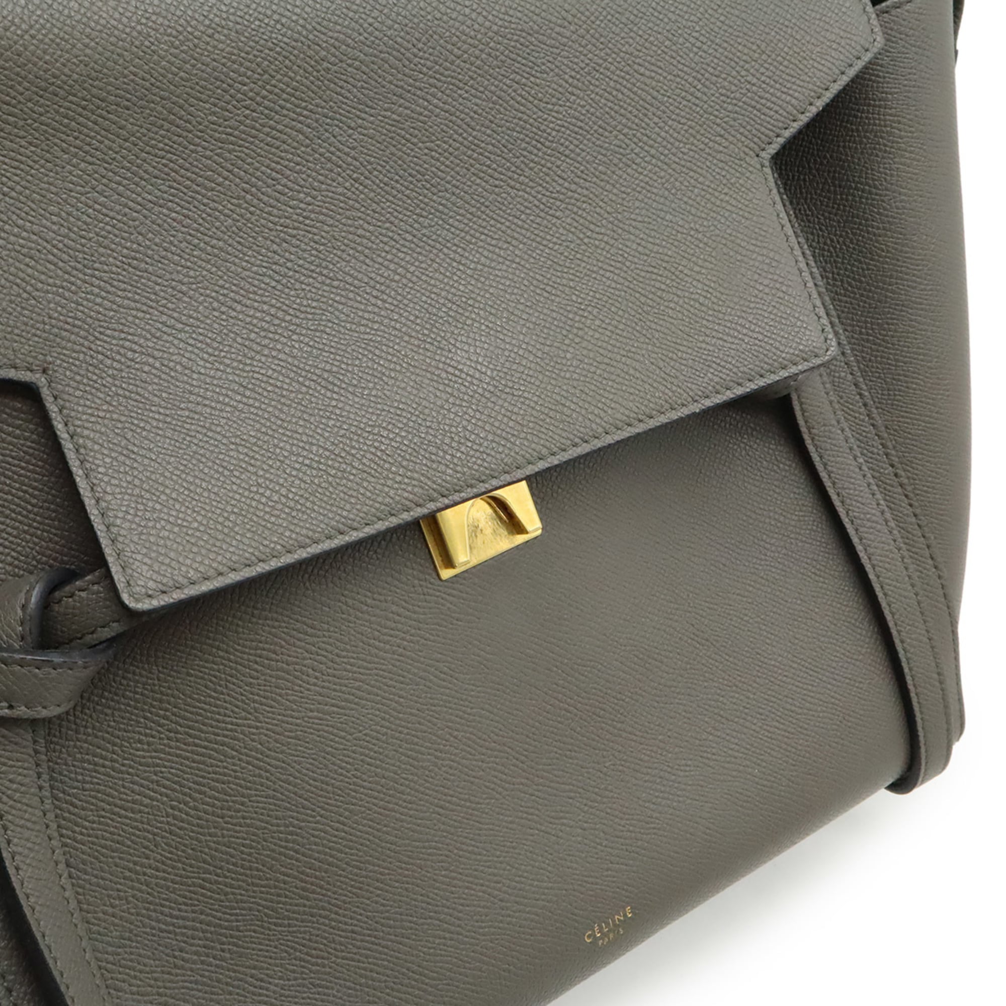 Celine Gray Leather Handbag Shoulder Bag (Pre-Owned)
