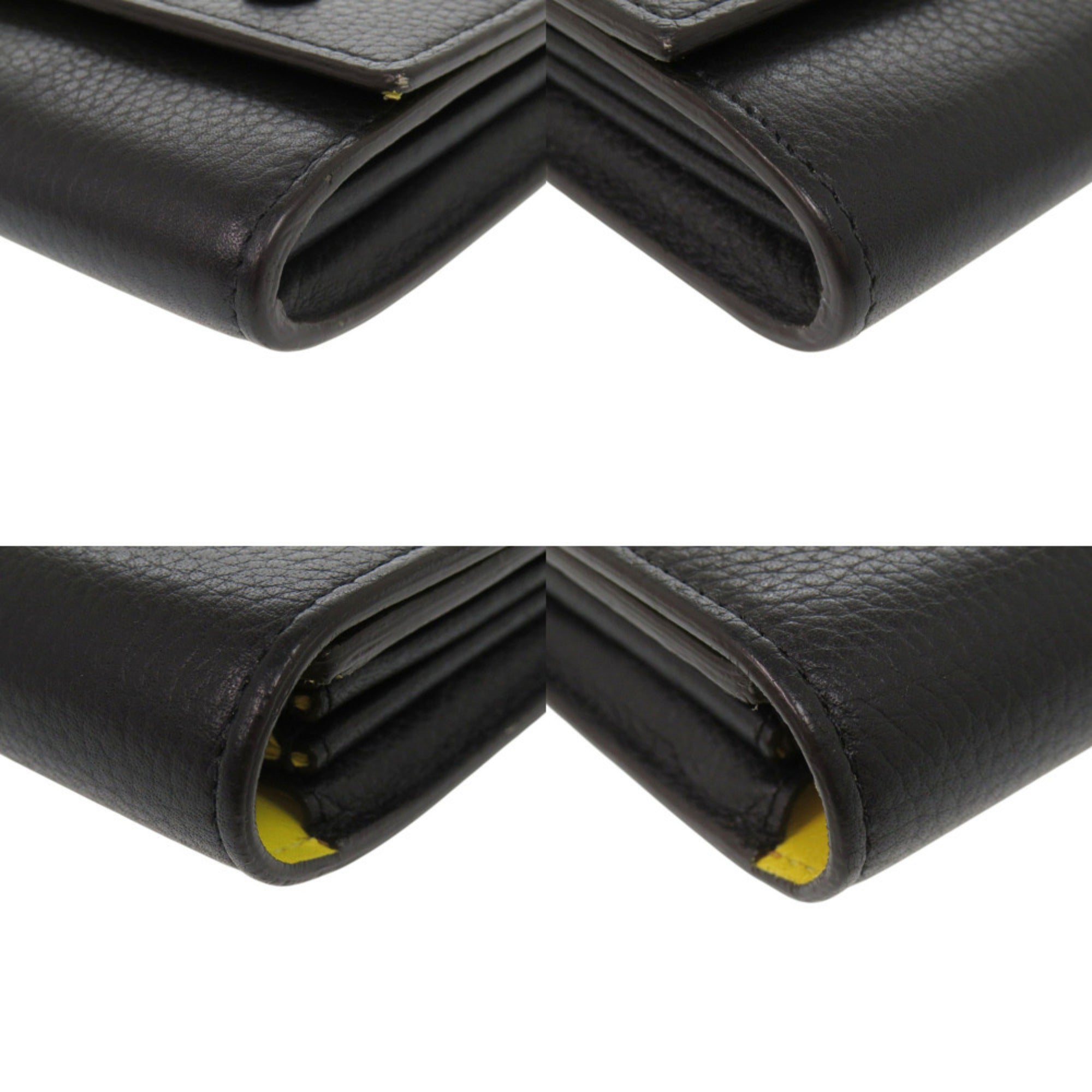 Celine Black Yellow Leather Long Wallet (Bi-Fold) (Pre-Owned)