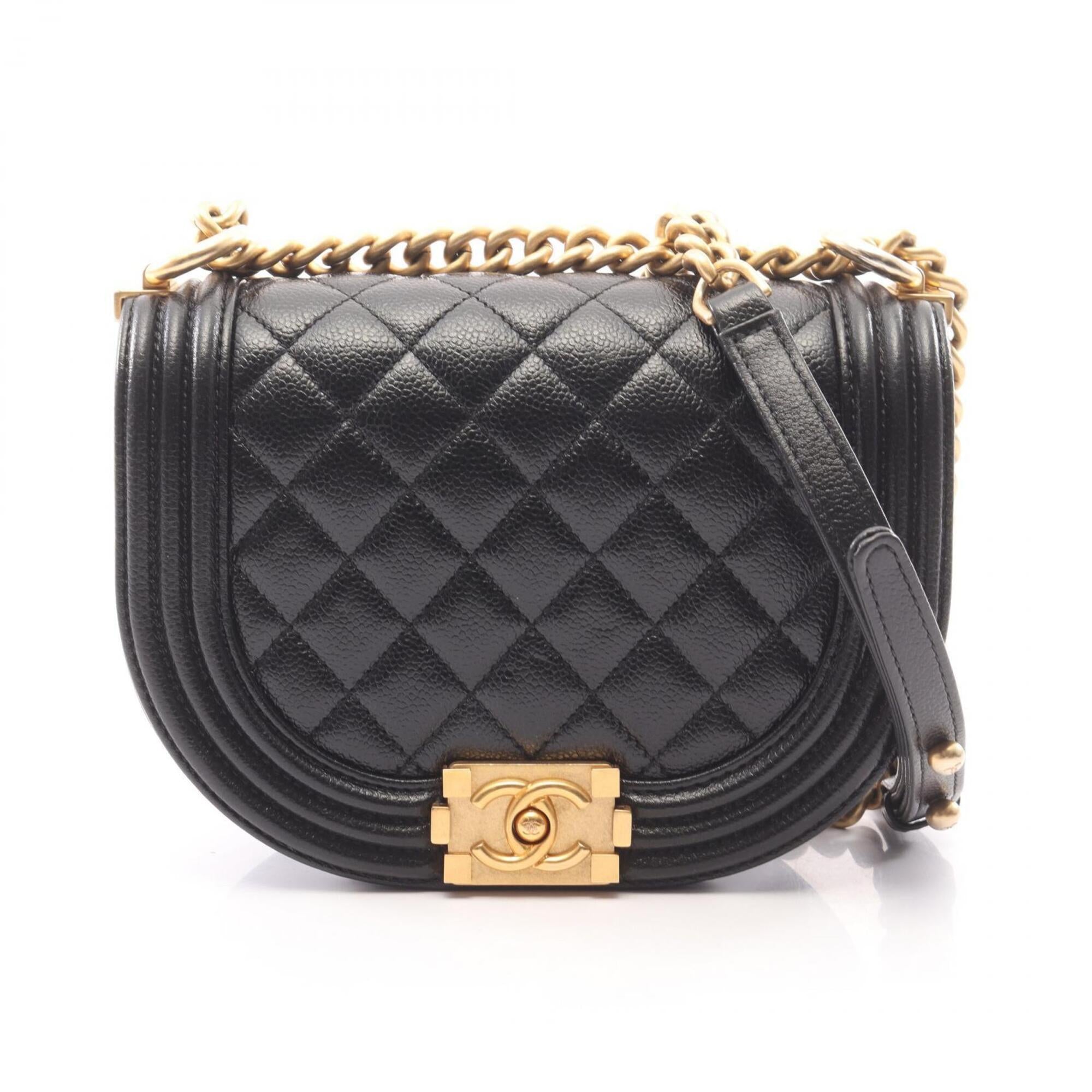 Chanel Black Grained Calfskin Handbag Shoulder Bag (Pre-Owned)