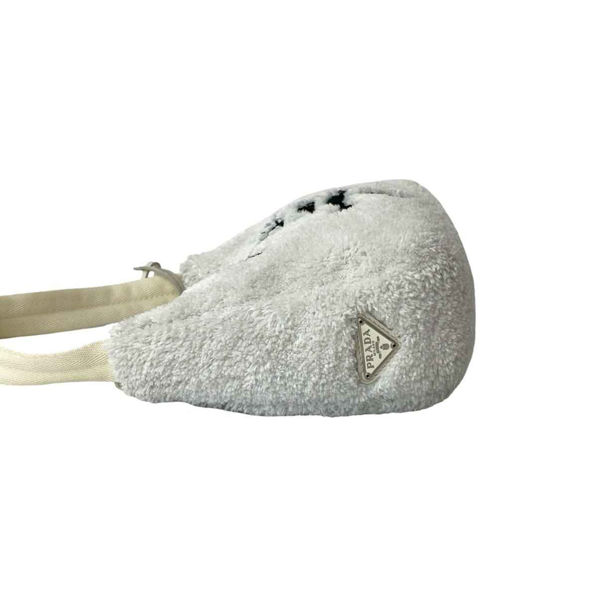 Prada White Pile Fabric Handbag Pouch (Pre-Owned)