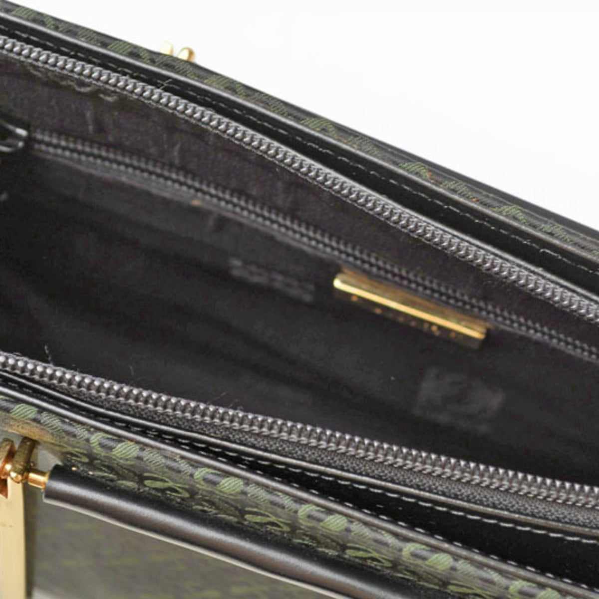 Loewe Black Green Leather Canvas Handbag (Pre-Owned)