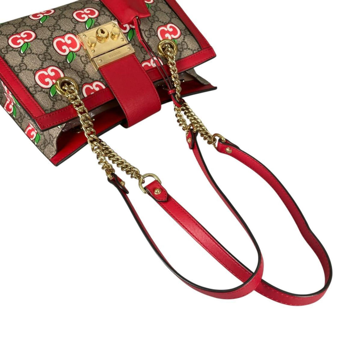 Gucci Padlock Beige Multi-Color Red Color Gg Canvas Shoulder Bag (Pre-Owned)