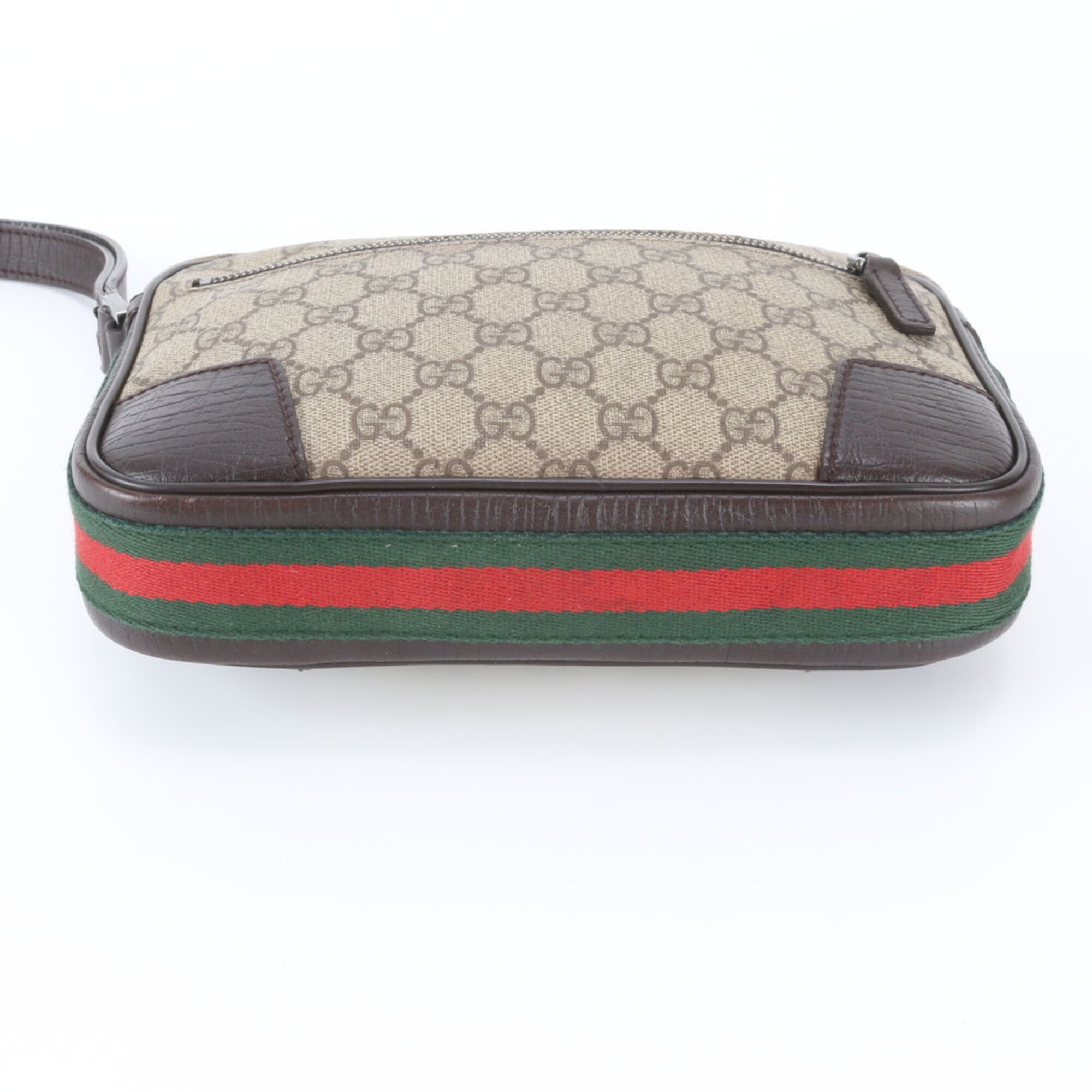 Gucci Brown Leather Coated Canvas Clutch Bag Pouch (Pre-Owned)