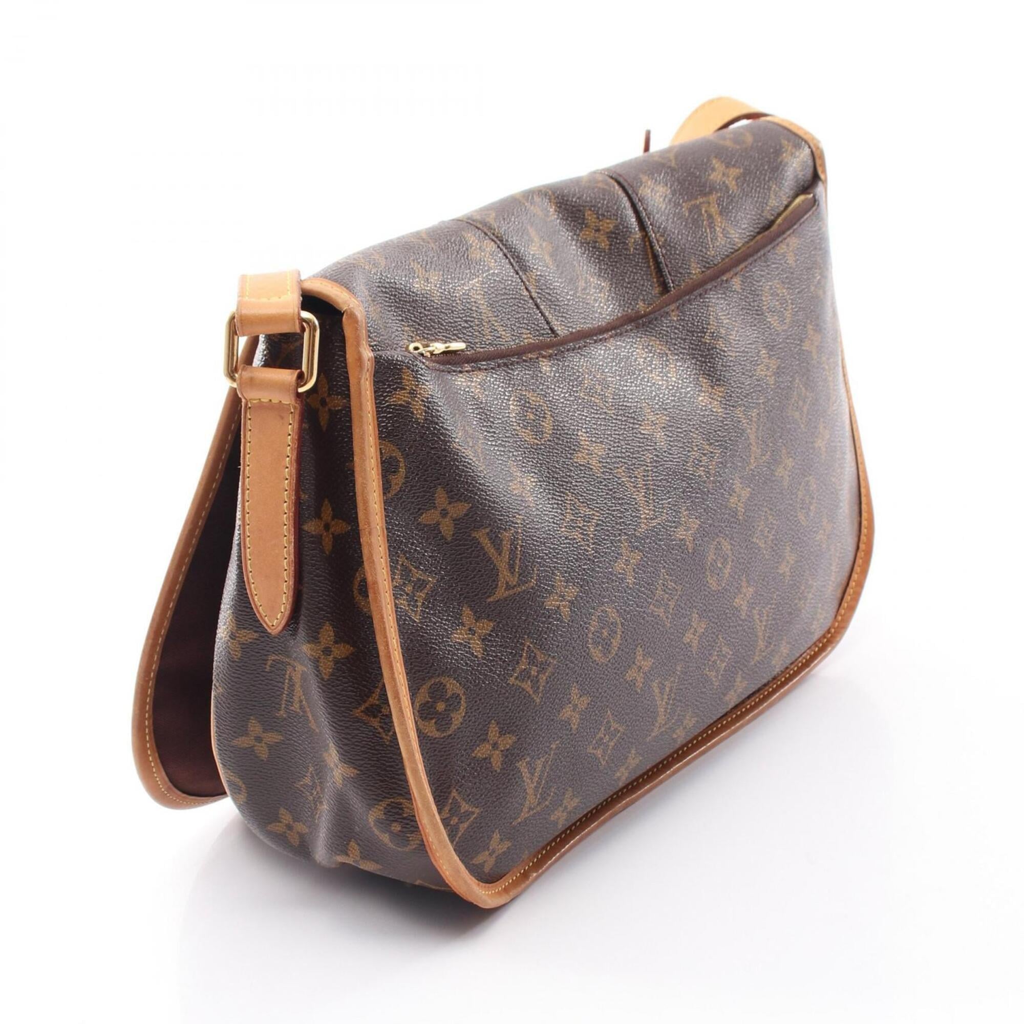 Louis Vuitton Brown Coated Canvas Leather Handbag Shoulder Bag (Pre-Owned)