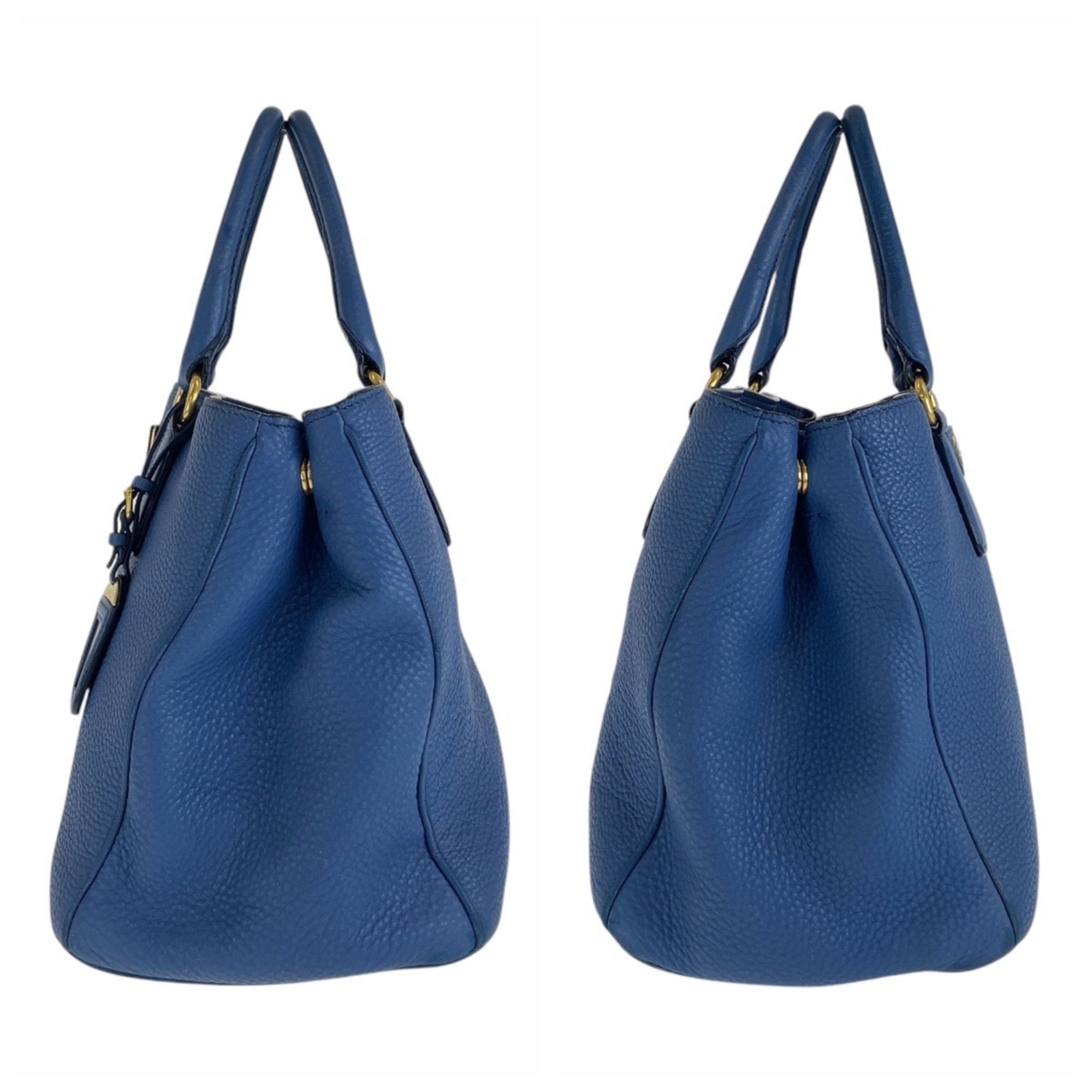 Prada Blue Leather Handbag Shoulder Bag (Pre-Owned)
