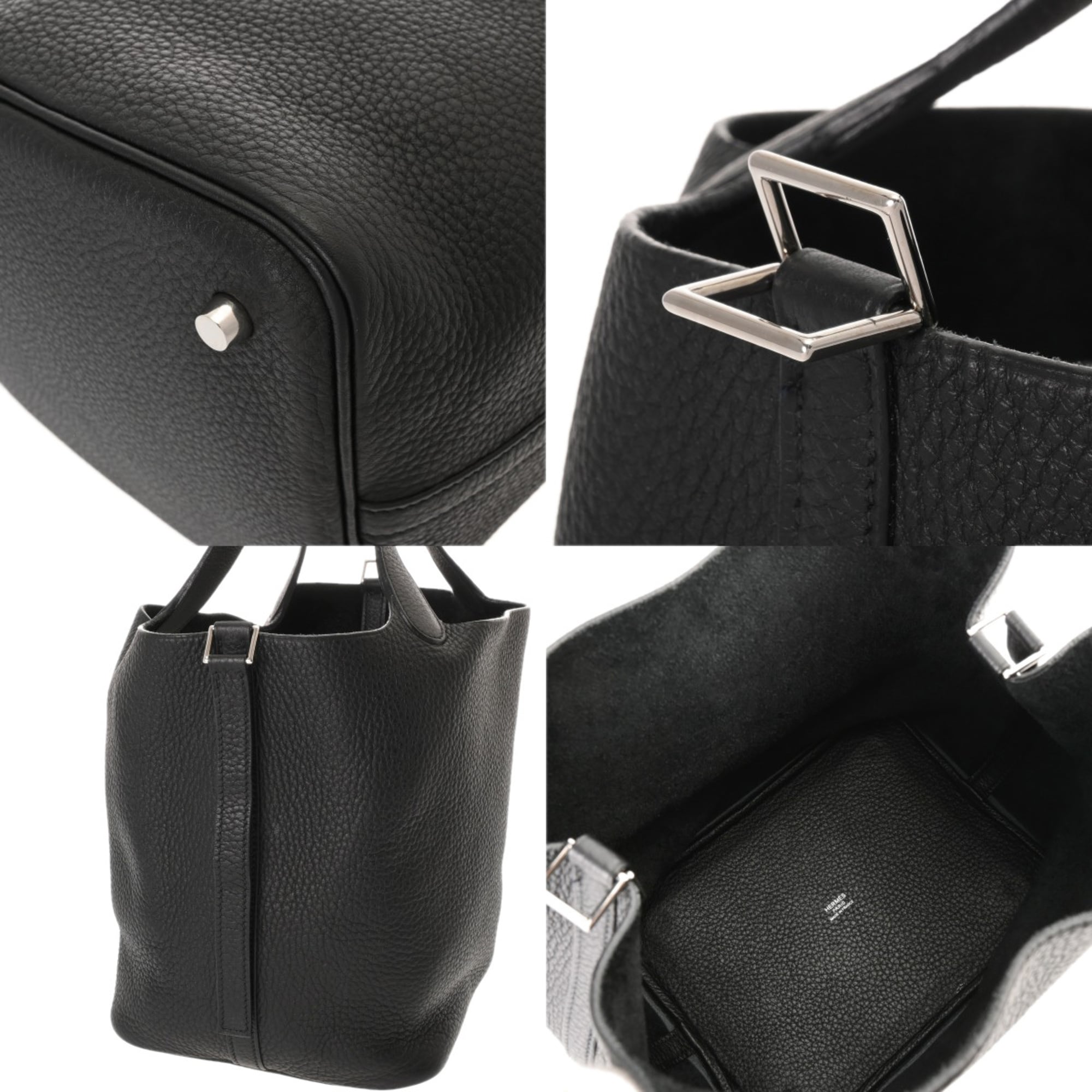 Hermes Black Taurillon Clemence Leather Handbag (Pre-Owned)