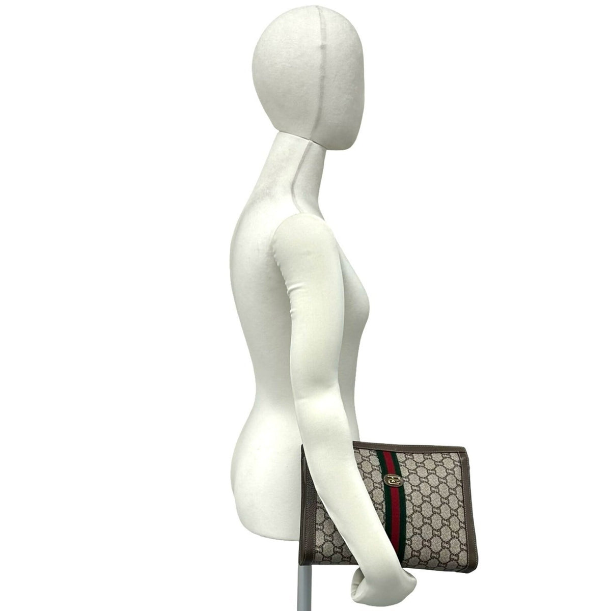 Gucci Brown Red Color Pvc Leather Clutch Bag Pouch (Pre-Owned)