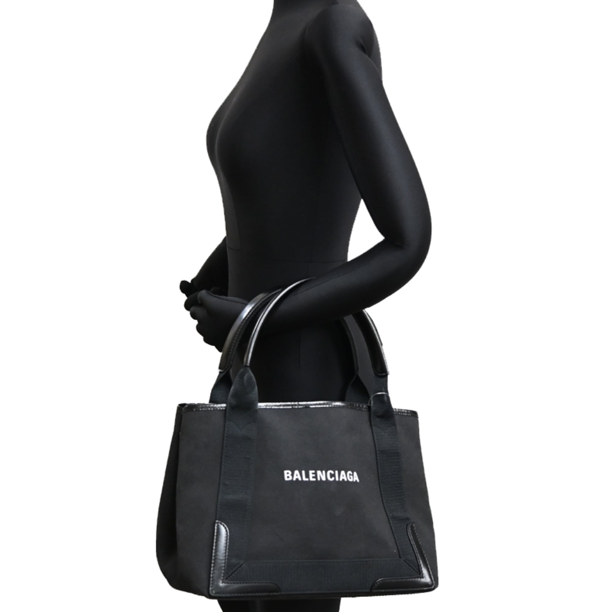 Balenciaga Black Canvas Leather Tote Bag (Pre-Owned)
