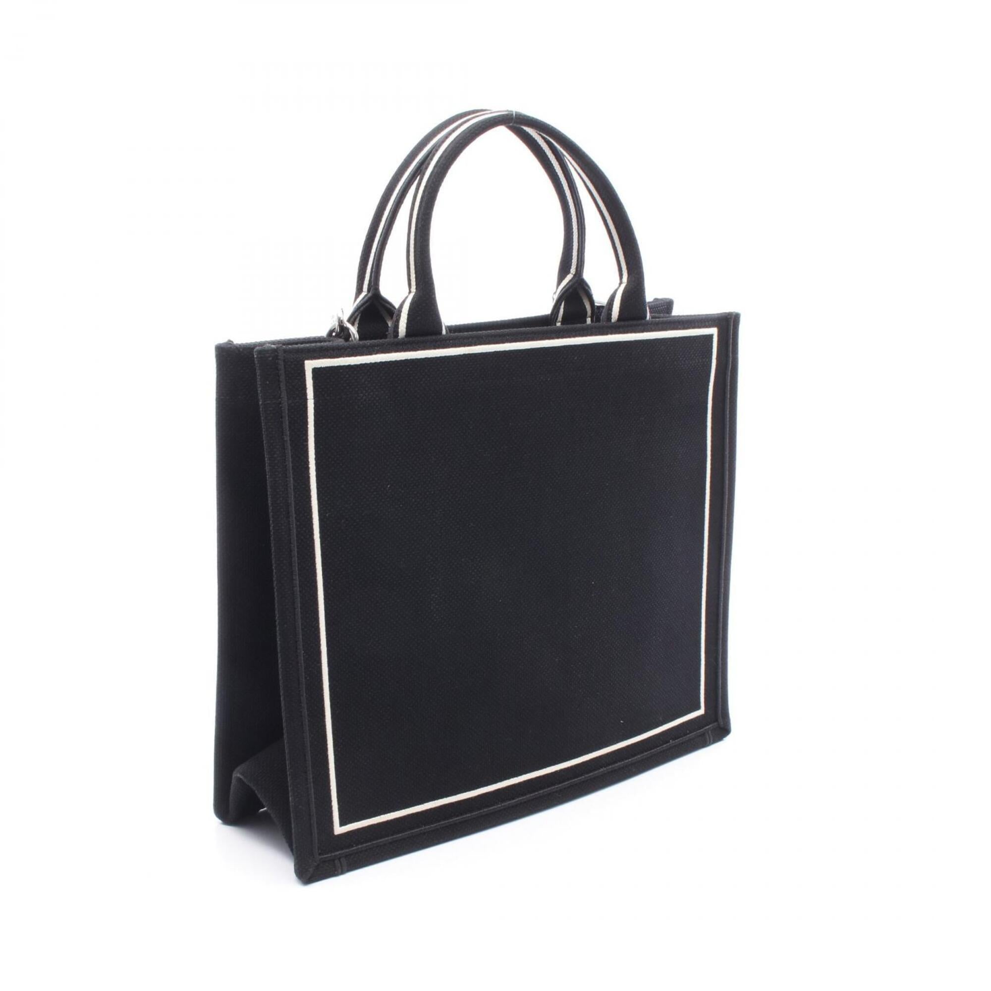 Christian Dior Black White Canvas Handbag Tote Bag (Pre-Owned)