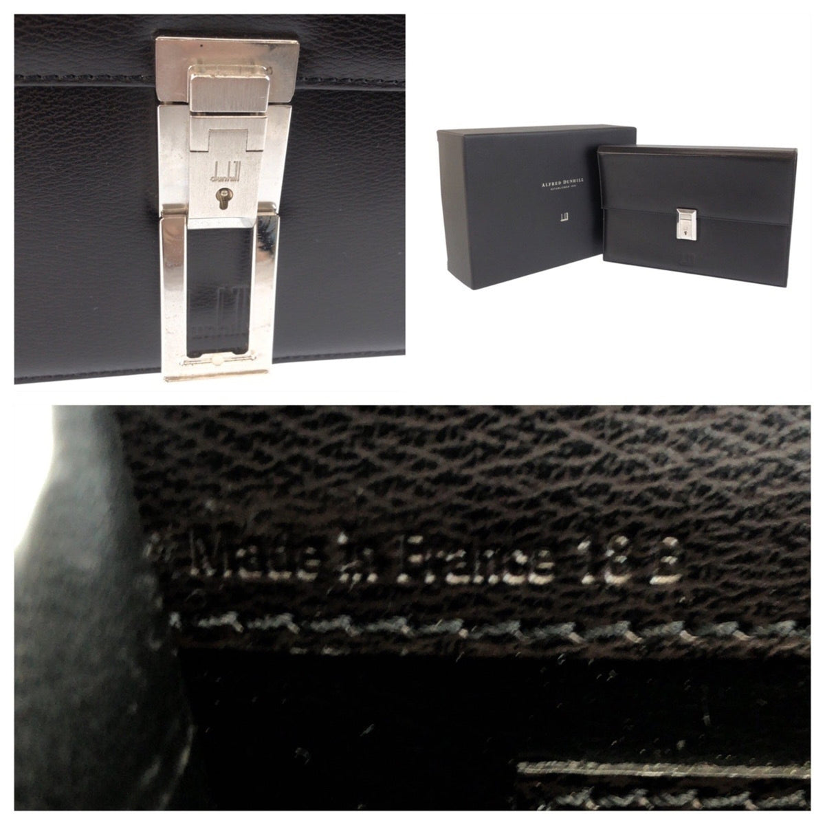 Dunhill Black Leather Clutch Bag (Pre-Owned)