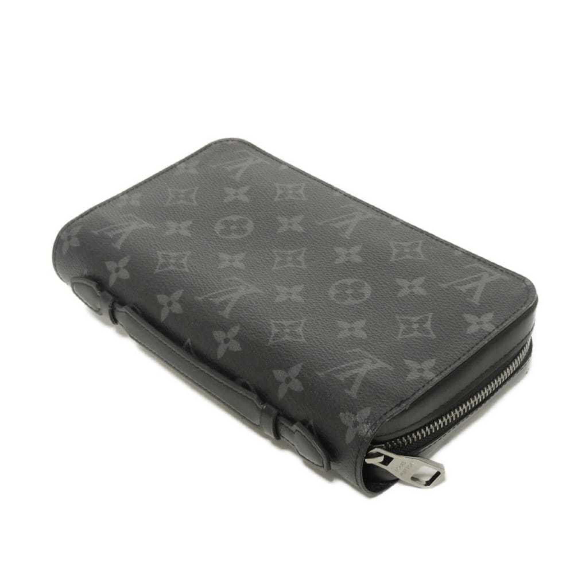 Louis Vuitton Monogram Eclipse Black Noir Monogram Eclipse Leather Long Wallet (Bi-Fold) (Pre-Owned)
