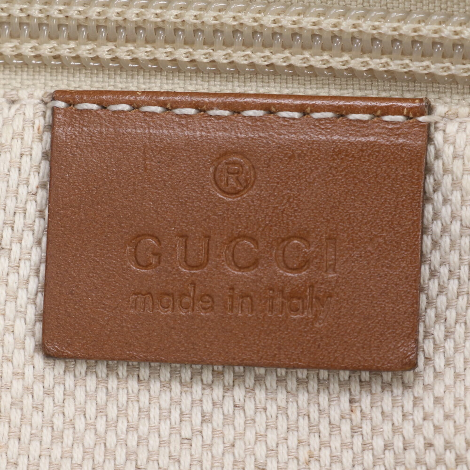 Gucci Beige Leather Canvas Handbag Shoulder Bag Tote Bag (Pre-Owned)