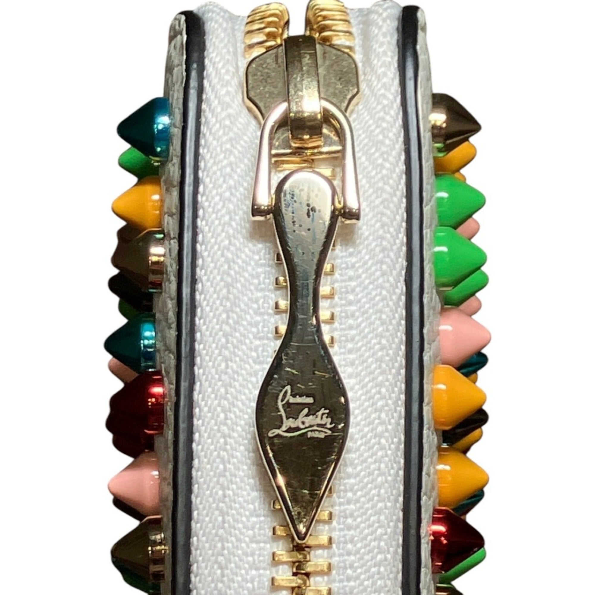 Christian Louboutin Multi-Color White Metal Leather Long Wallet (Bi-Fold) (Pre-Owned)