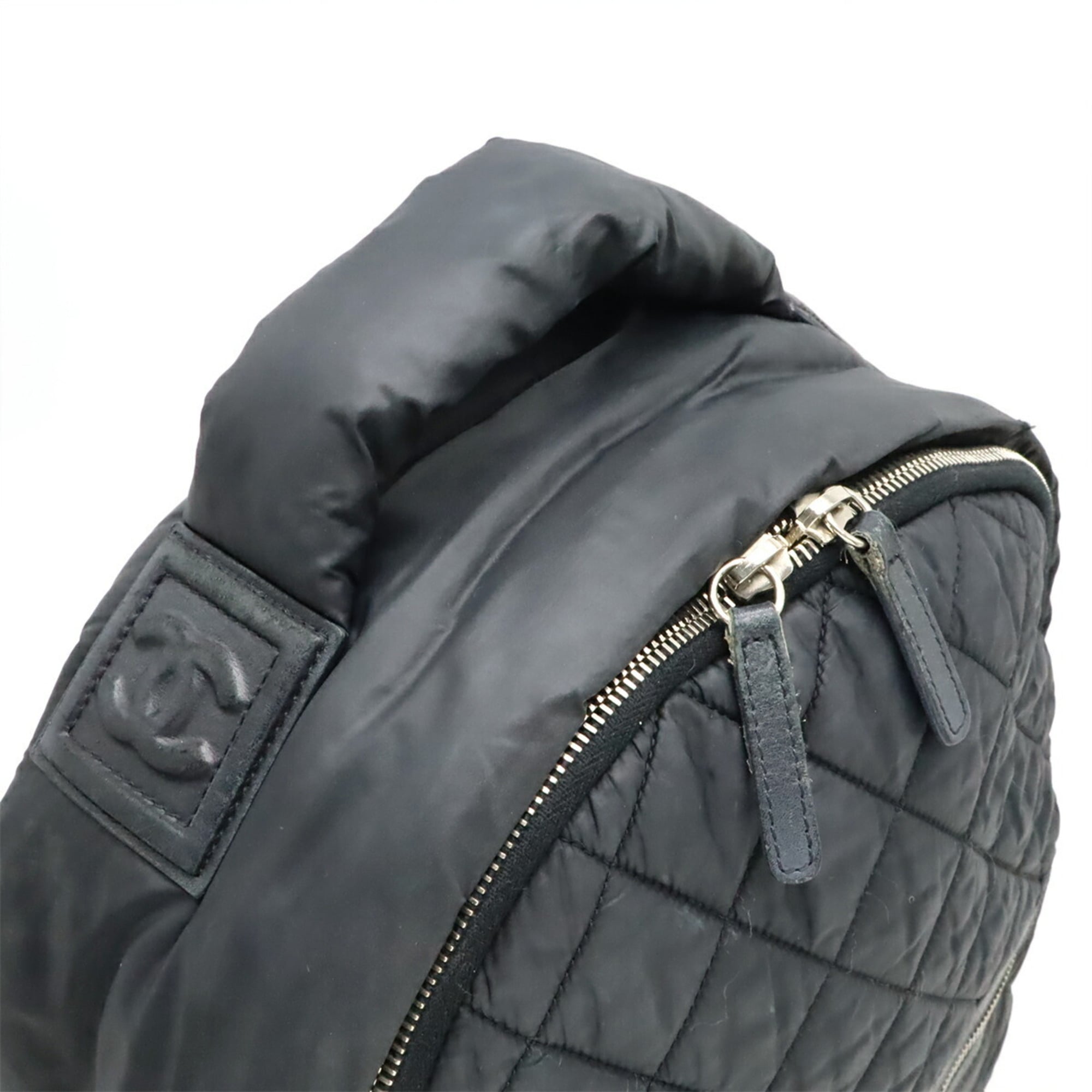 Chanel Black Bordeaux Nylon Leather Backpack (Pre-Owned)