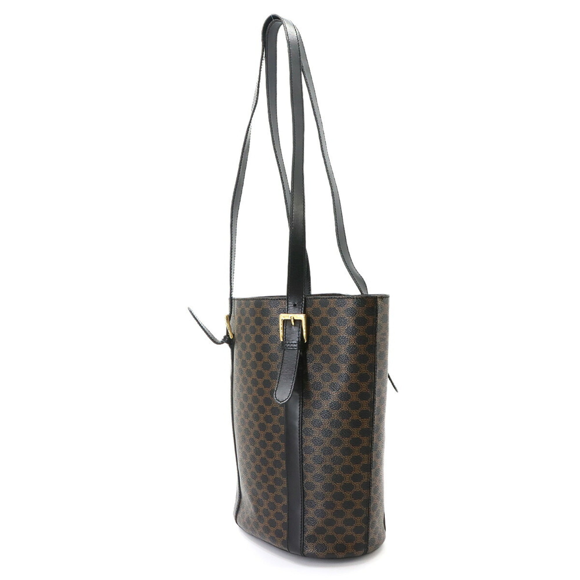 Celine Macadam Black Brown Pvc Leather Handbag Tote Bag (Pre-Owned)