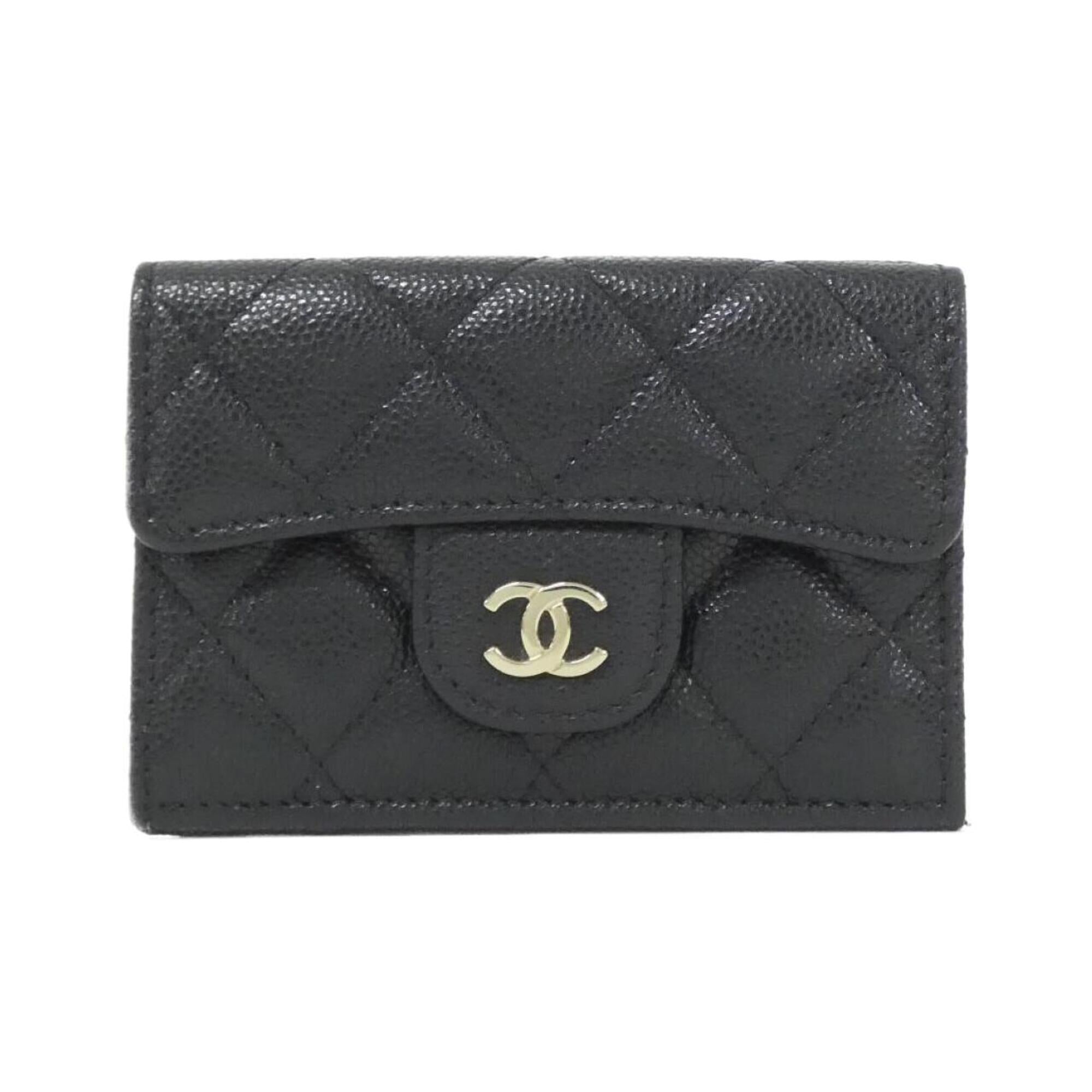 Chanel Black Grained Calfskin Wallet (Tri-Fold) (Pre-Owned)