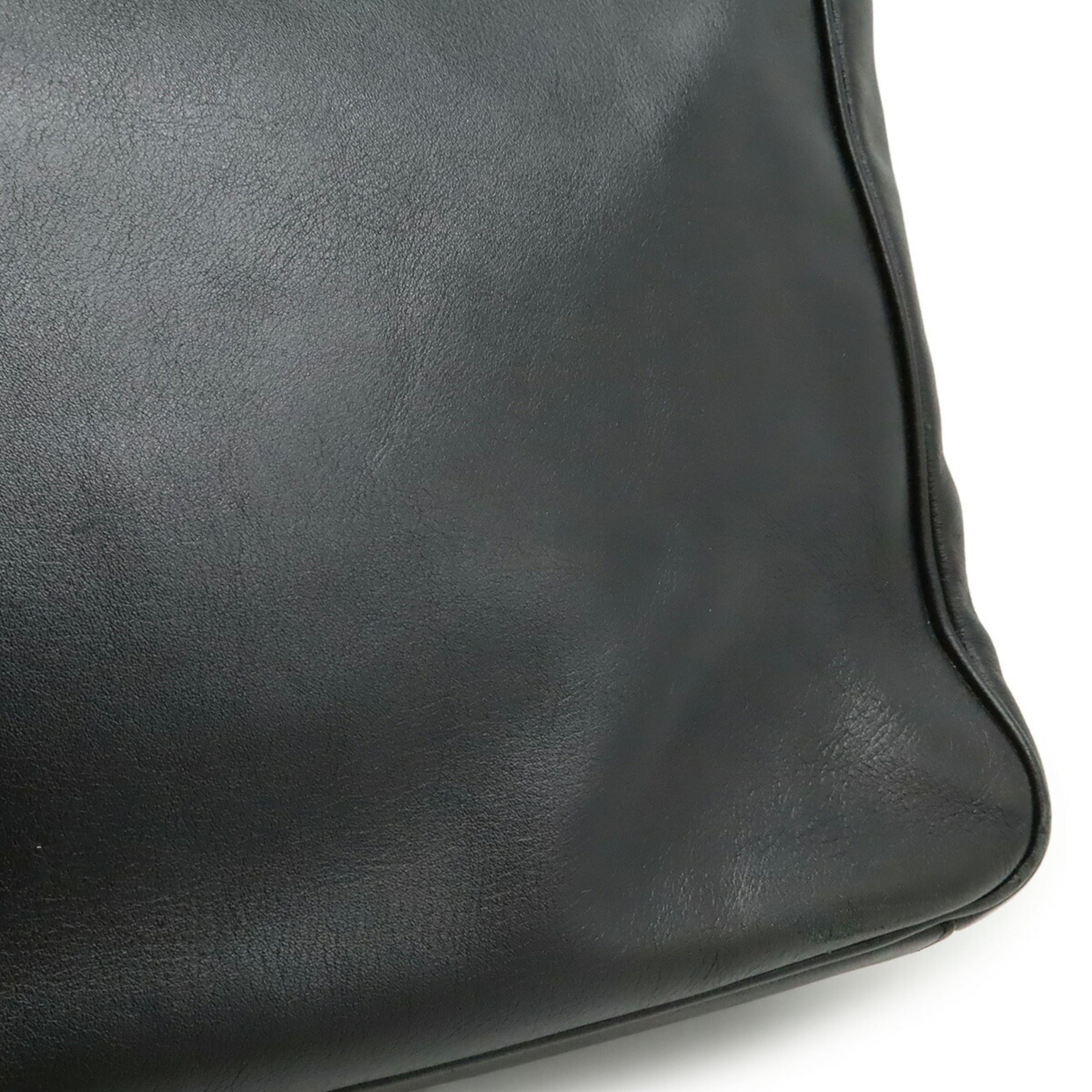 Prada Black Nero White Leather Shoulder Bag Tote Bag (Pre-Owned)