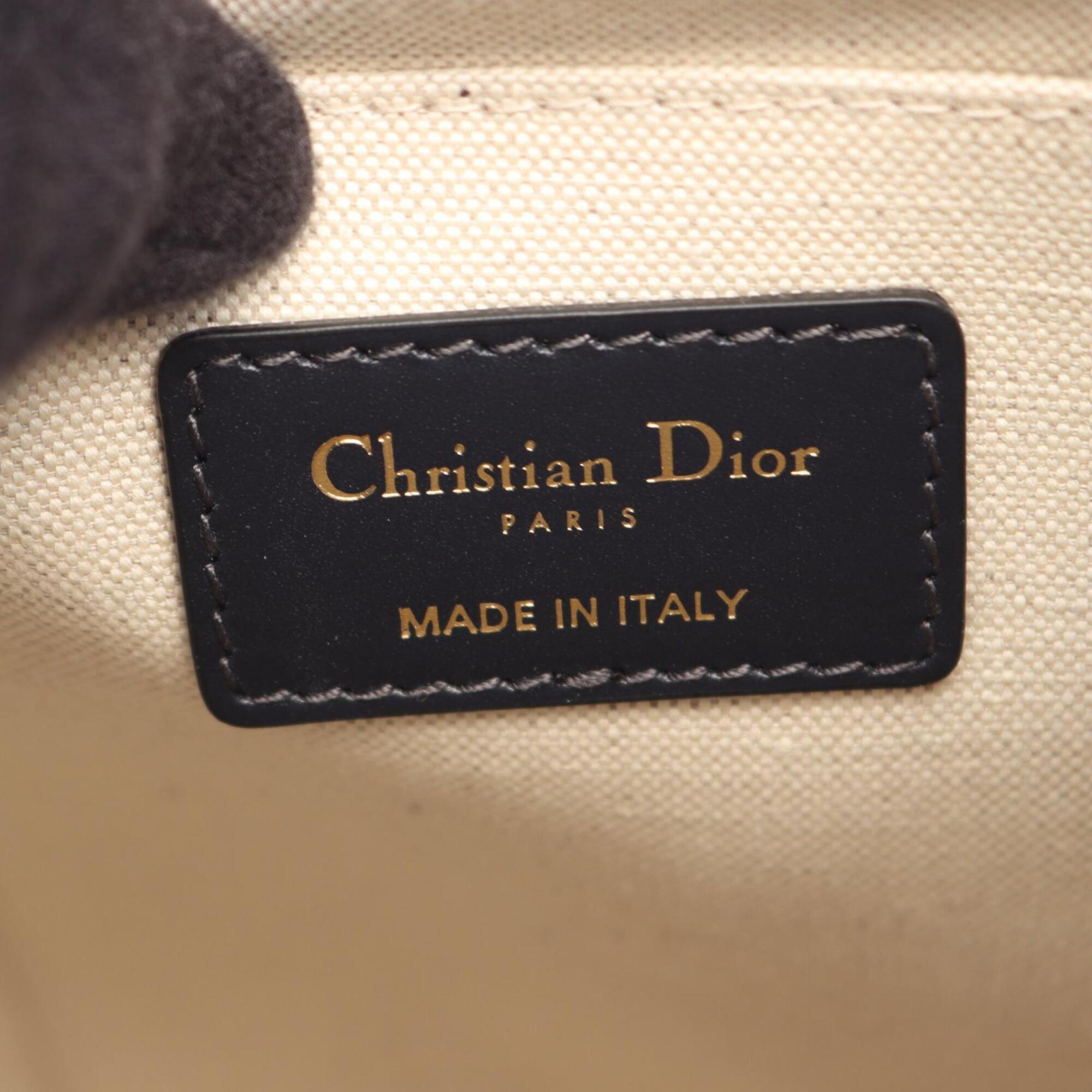 Christian Dior Beige Navy Leather Canvas Backpack Handbag (Pre-Owned)