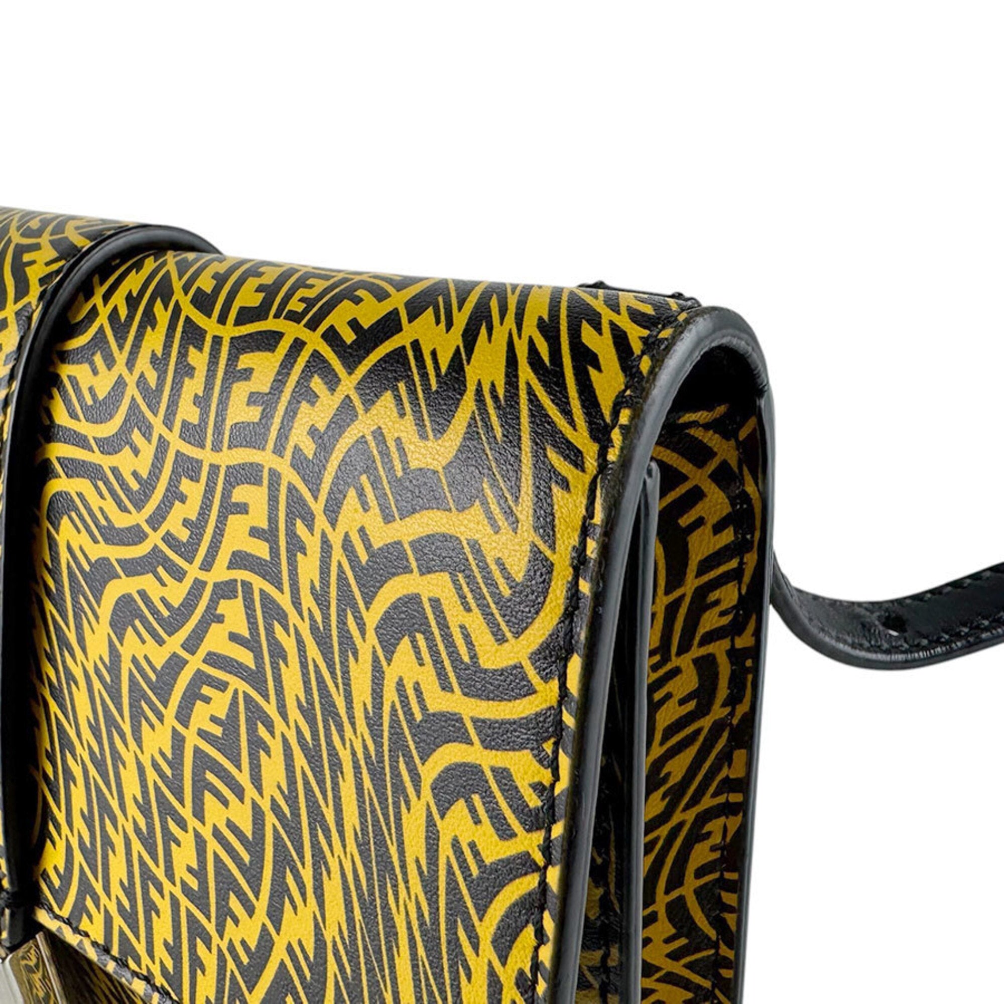 Fendi Black Yellow Leather Shoulder Bag (Pre-Owned)