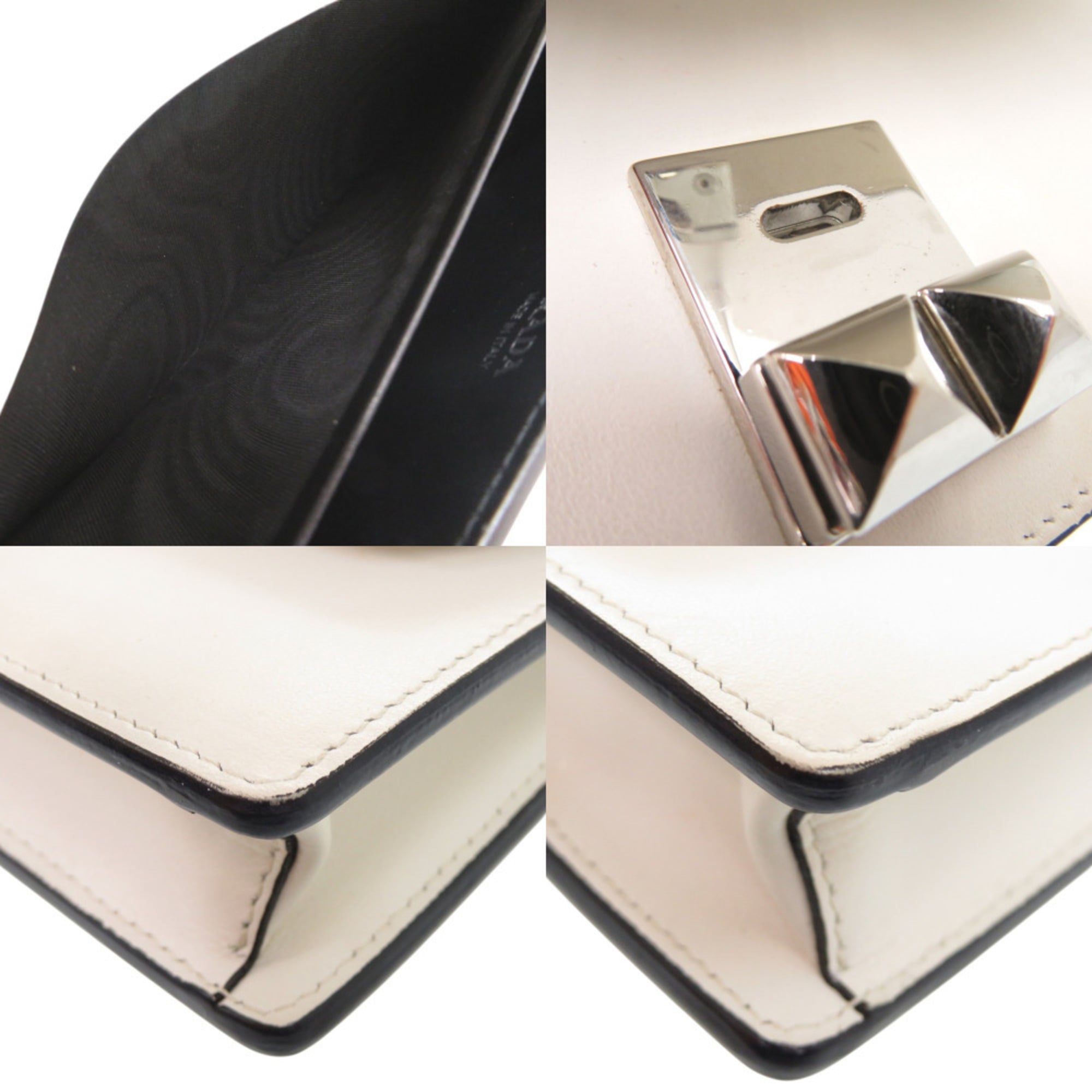 Prada White Leather Chain/Shoulder Wallet (Pre-Owned)