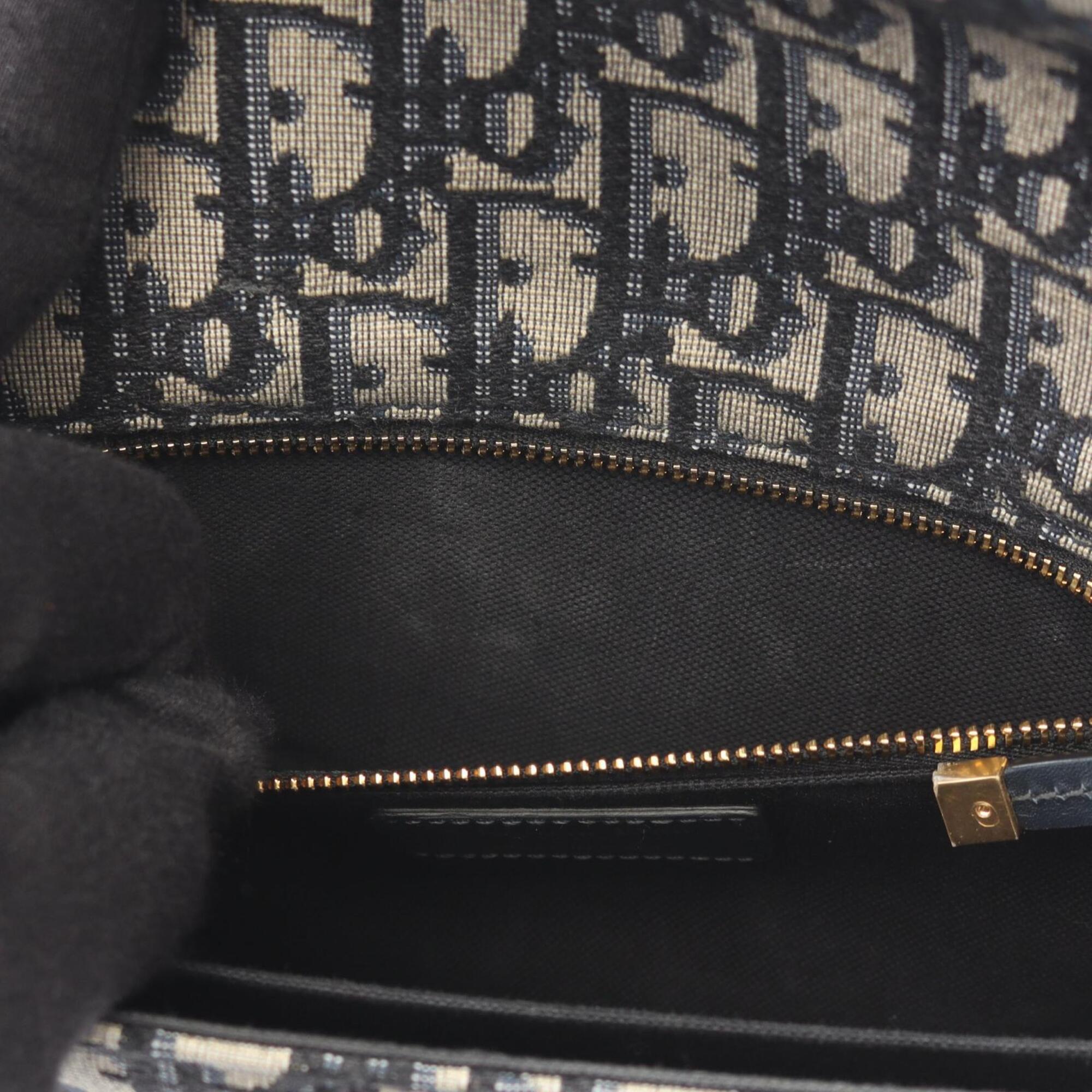 Christian Dior Beige Black Navy Canvas Leather Handbag Shoulder Bag (Pre-Owned)