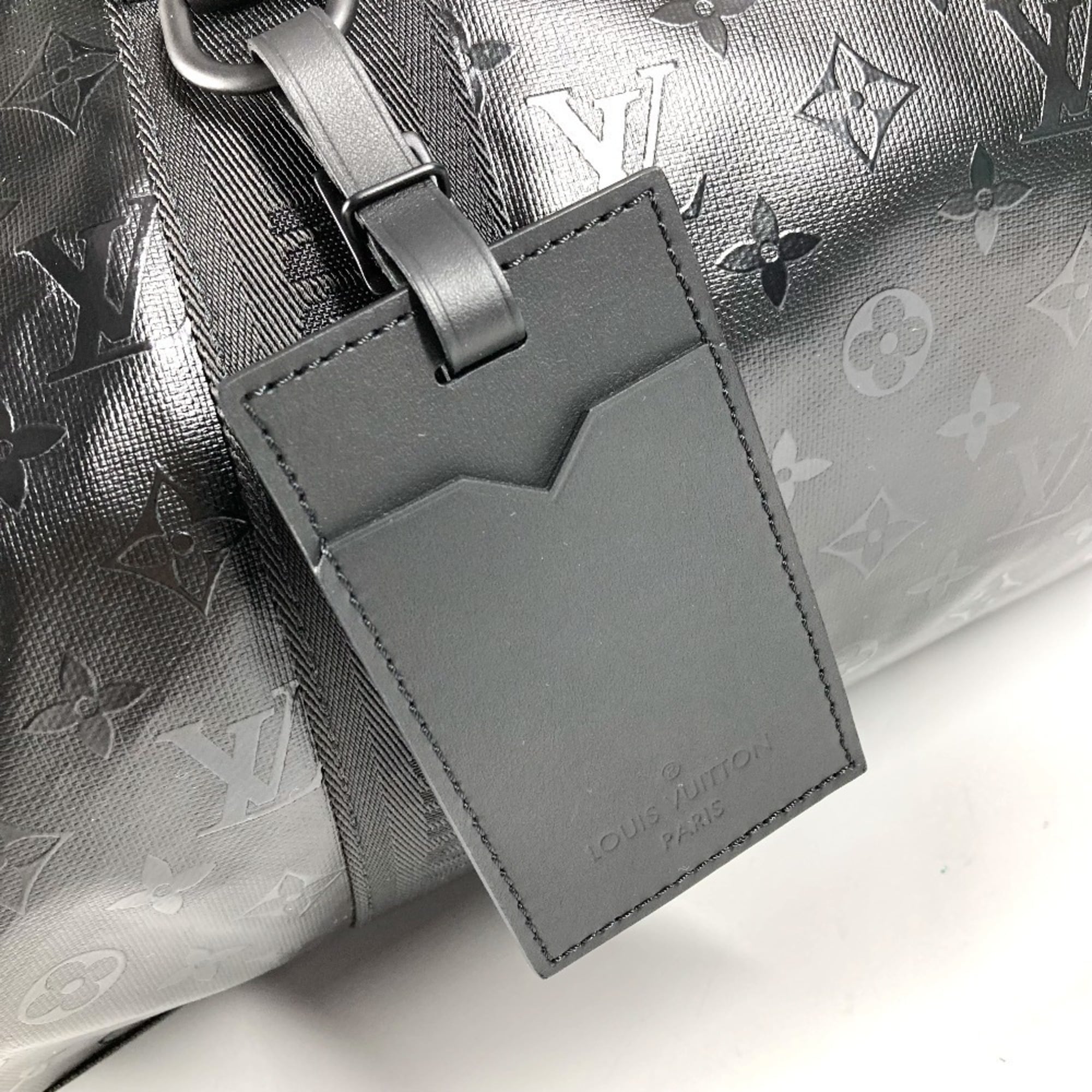 Louis Vuitton Black Leather Canvas Boston Bag Shoulder Bag (Pre-Owned)