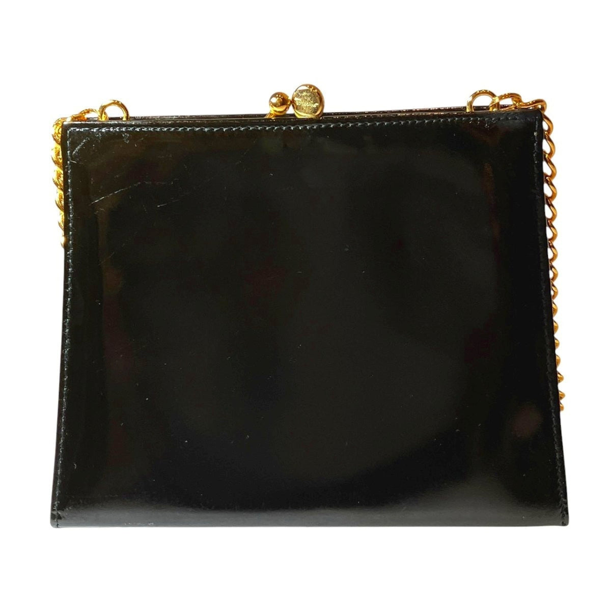 Salvatore Ferragamo Vara Black Patent Leather Shoulder Bag (Pre-Owned)