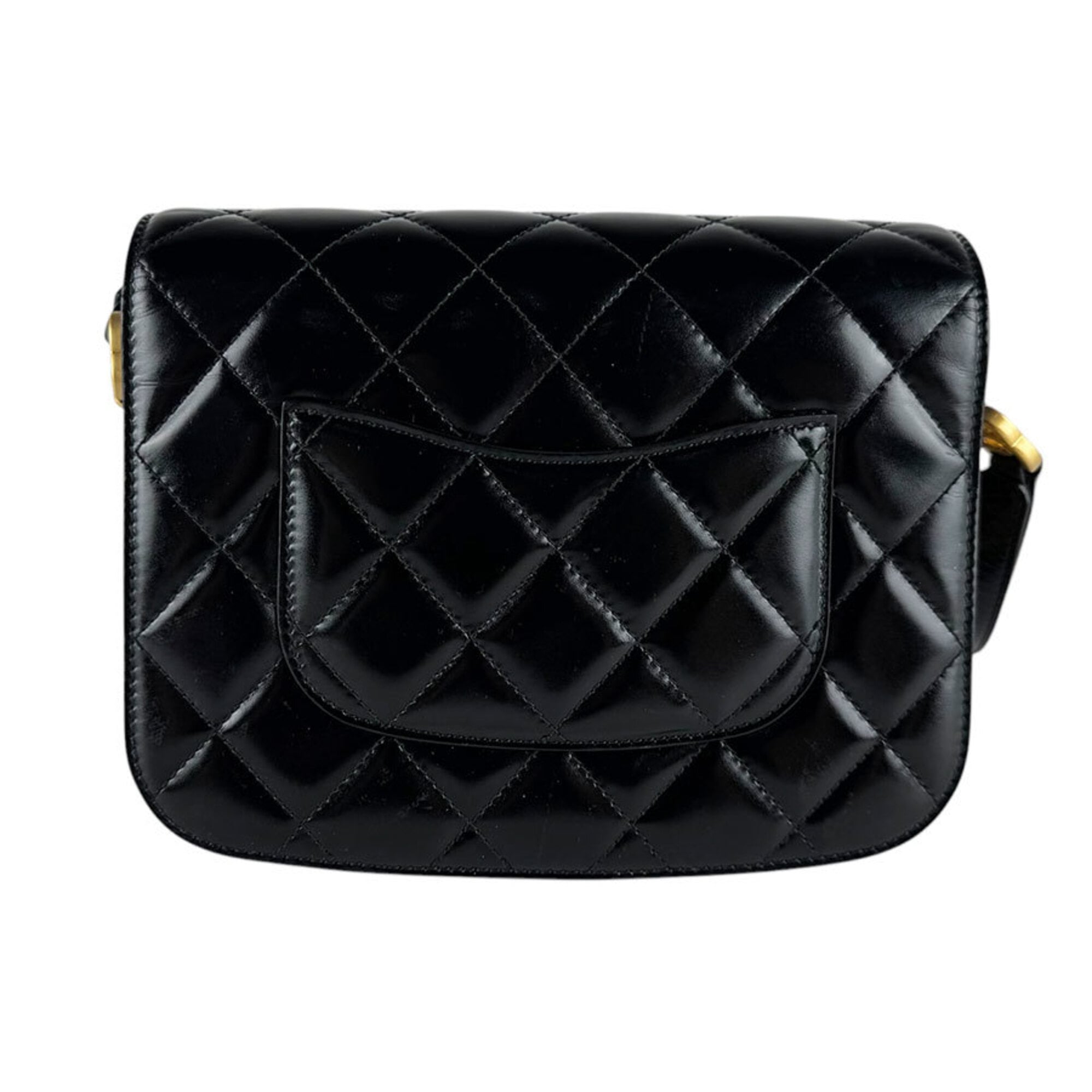 Chanel Black Leather Suede Messenger Bag Shoulder Bag (Pre-Owned)
